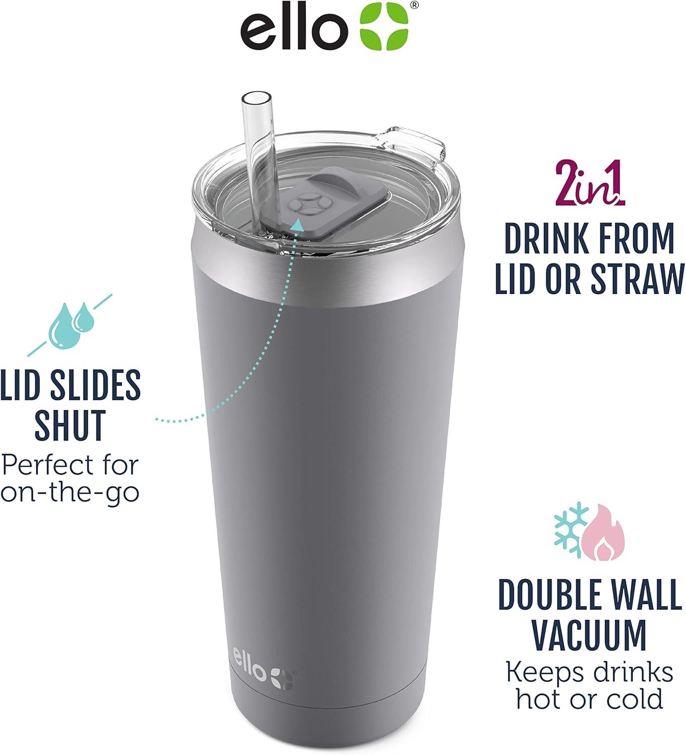 imageEllo Beacon Vacuum Insulated Stainless Steel Tumbler with Slider Lid and Optional StrawCashmere Pink