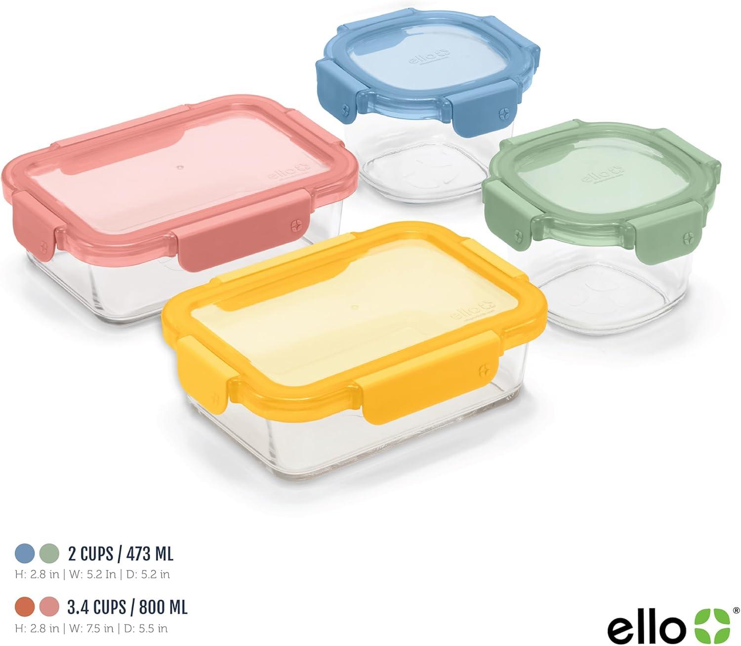 imageEllo Color Lock 3Pack 4oz Reusable Glass Condiment Containers with Screwon LeakProof Lid Perfect for Salad Dressing Sauce Dips Lunchbox Picnic BPAFree Purple RainDesert Festival