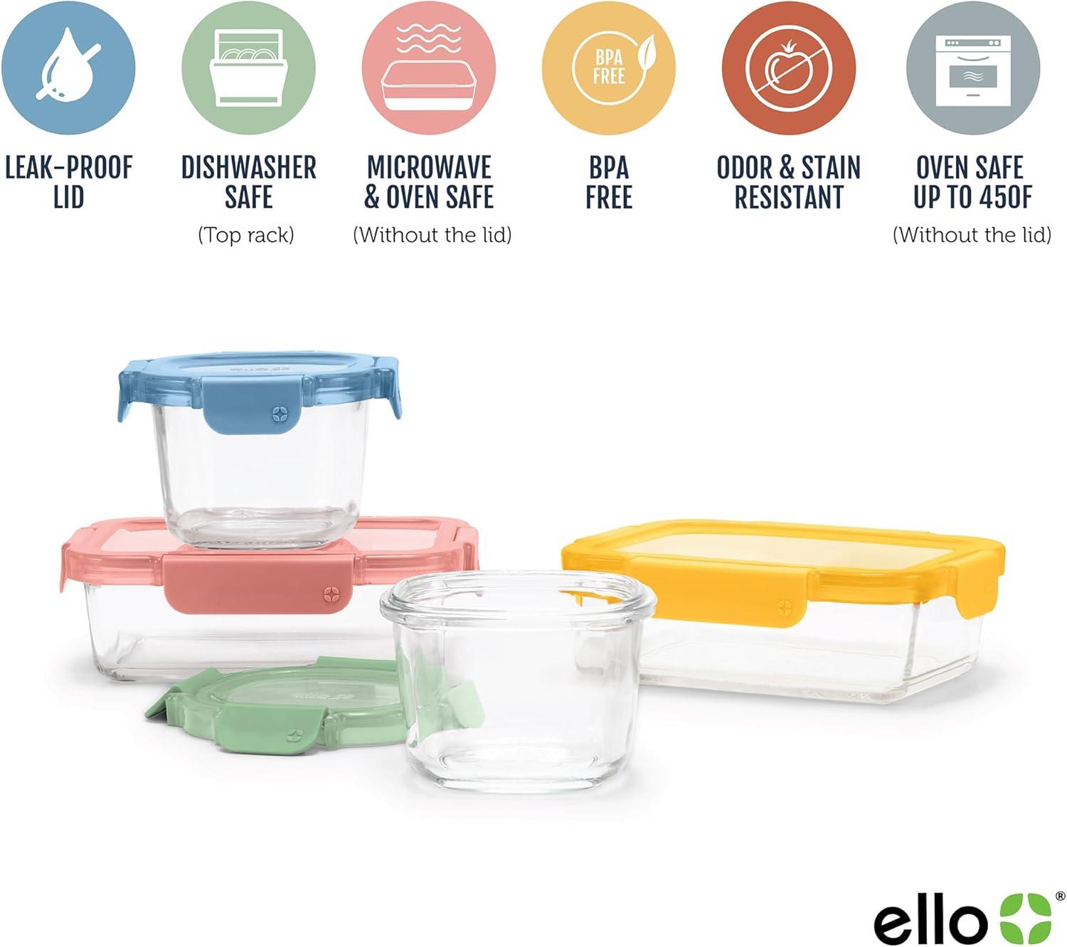 imageEllo Color Lock 3Pack 4oz Reusable Glass Condiment Containers with Screwon LeakProof Lid Perfect for Salad Dressing Sauce Dips Lunchbox Picnic BPAFree Purple RainDesert Festival