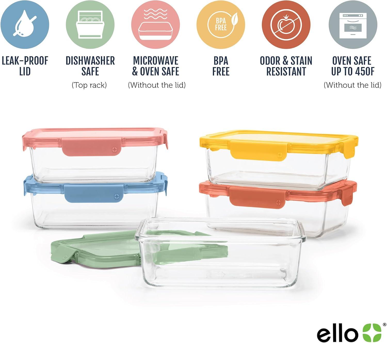 imageEllo Color Lock 3Pack 4oz Reusable Glass Condiment Containers with Screwon LeakProof Lid Perfect for Salad Dressing Sauce Dips Lunchbox Picnic BPAFree Purple RainDesert Festival