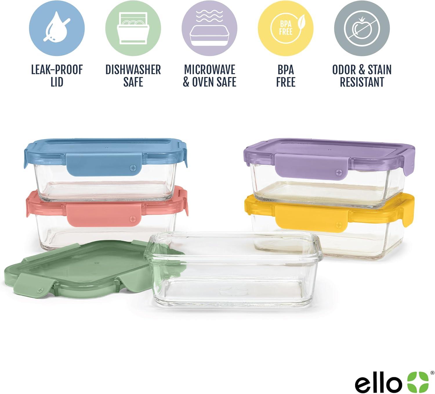 imageEllo Color Lock 3Pack 4oz Reusable Glass Condiment Containers with Screwon LeakProof Lid Perfect for Salad Dressing Sauce Dips Lunchbox Picnic BPAFree Purple RainDesert Festival