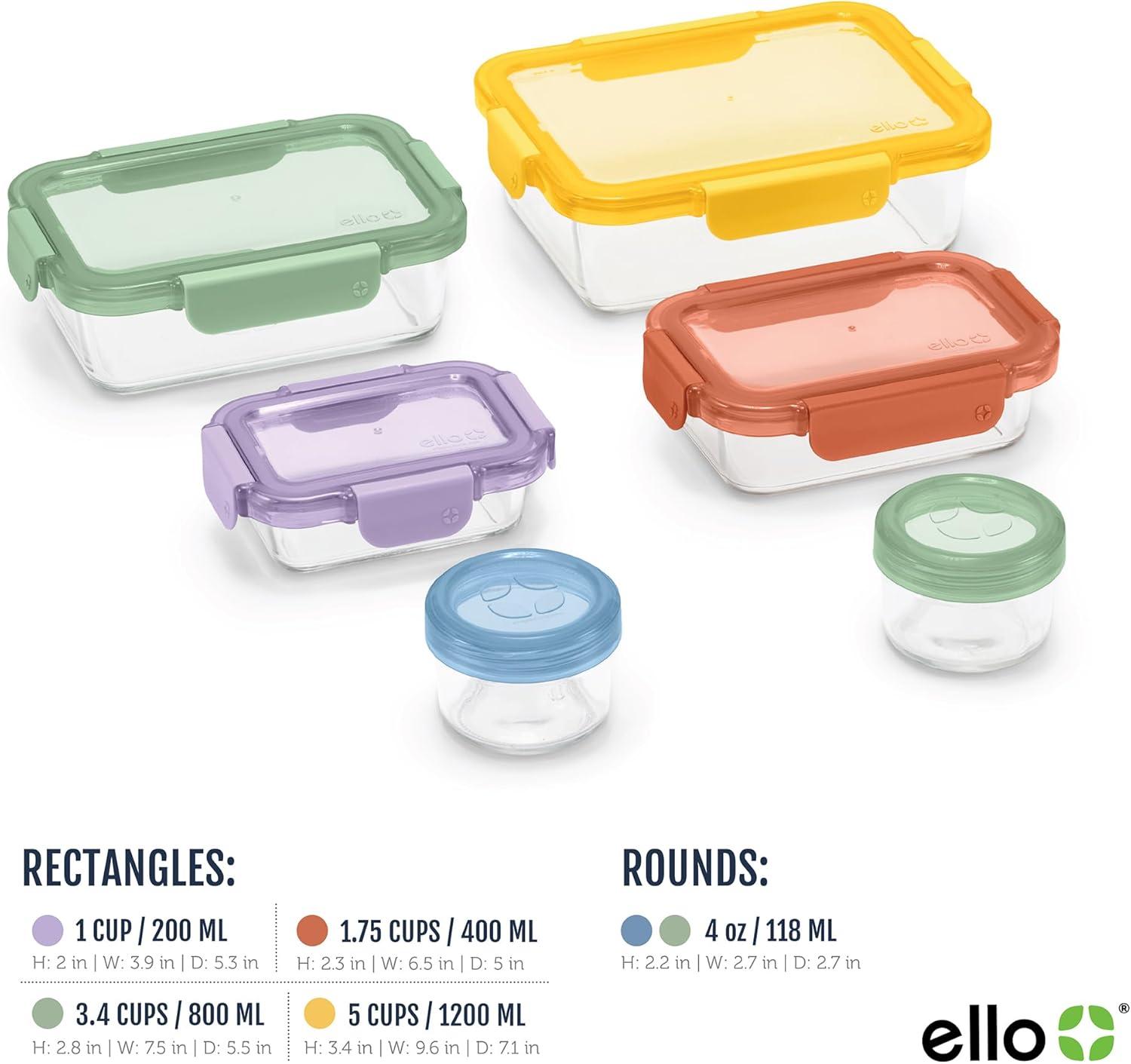imageEllo Color Lock 3Pack 4oz Reusable Glass Condiment Containers with Screwon LeakProof Lid Perfect for Salad Dressing Sauce Dips Lunchbox Picnic BPAFree Purple RainDesert Festival