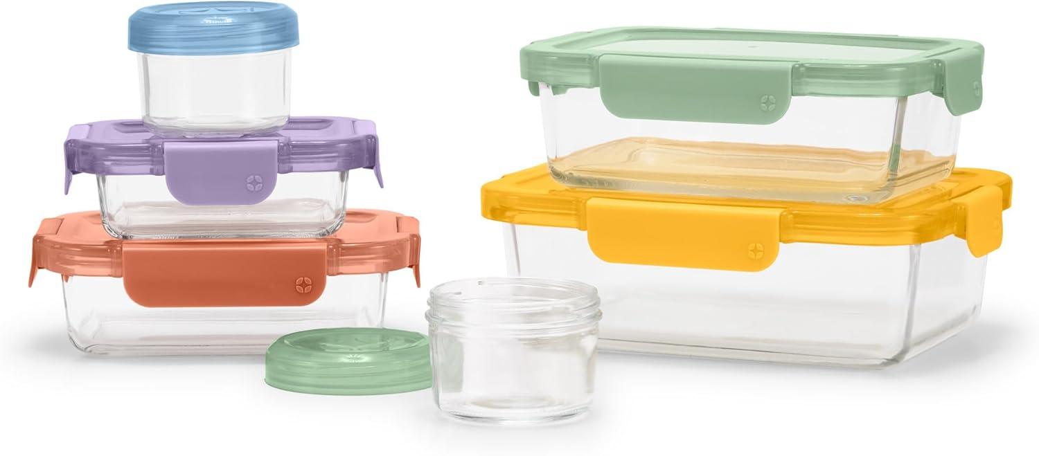 imageEllo Color Lock 3Pack 4oz Reusable Glass Condiment Containers with Screwon LeakProof Lid Perfect for Salad Dressing Sauce Dips Lunchbox Picnic BPAFree Purple RainDesert Festival