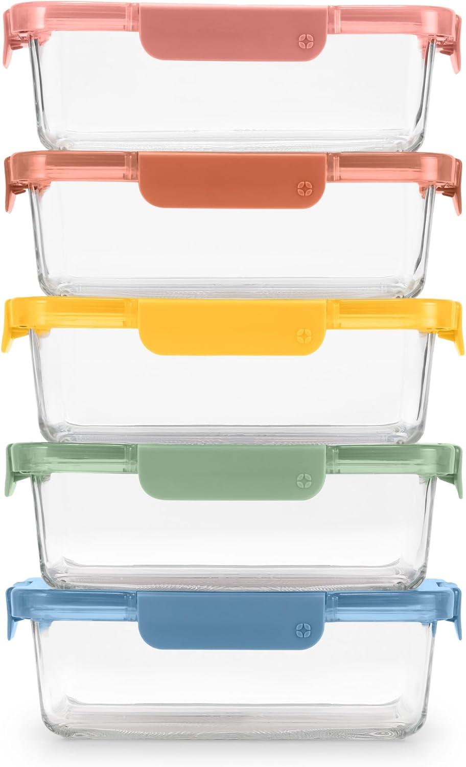 imageEllo Color Lock 3Pack 4oz Reusable Glass Condiment Containers with Screwon LeakProof Lid Perfect for Salad Dressing Sauce Dips Lunchbox Picnic BPAFree Purple RainDesert Festival