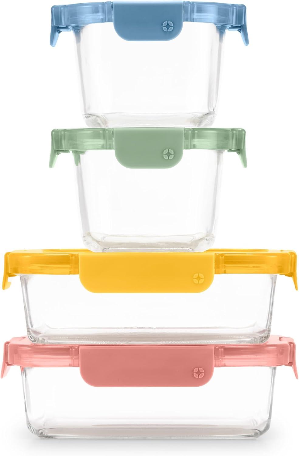 imageEllo Color Lock 3Pack 4oz Reusable Glass Condiment Containers with Screwon LeakProof Lid Perfect for Salad Dressing Sauce Dips Lunchbox Picnic BPAFree Purple RainDesert Festival