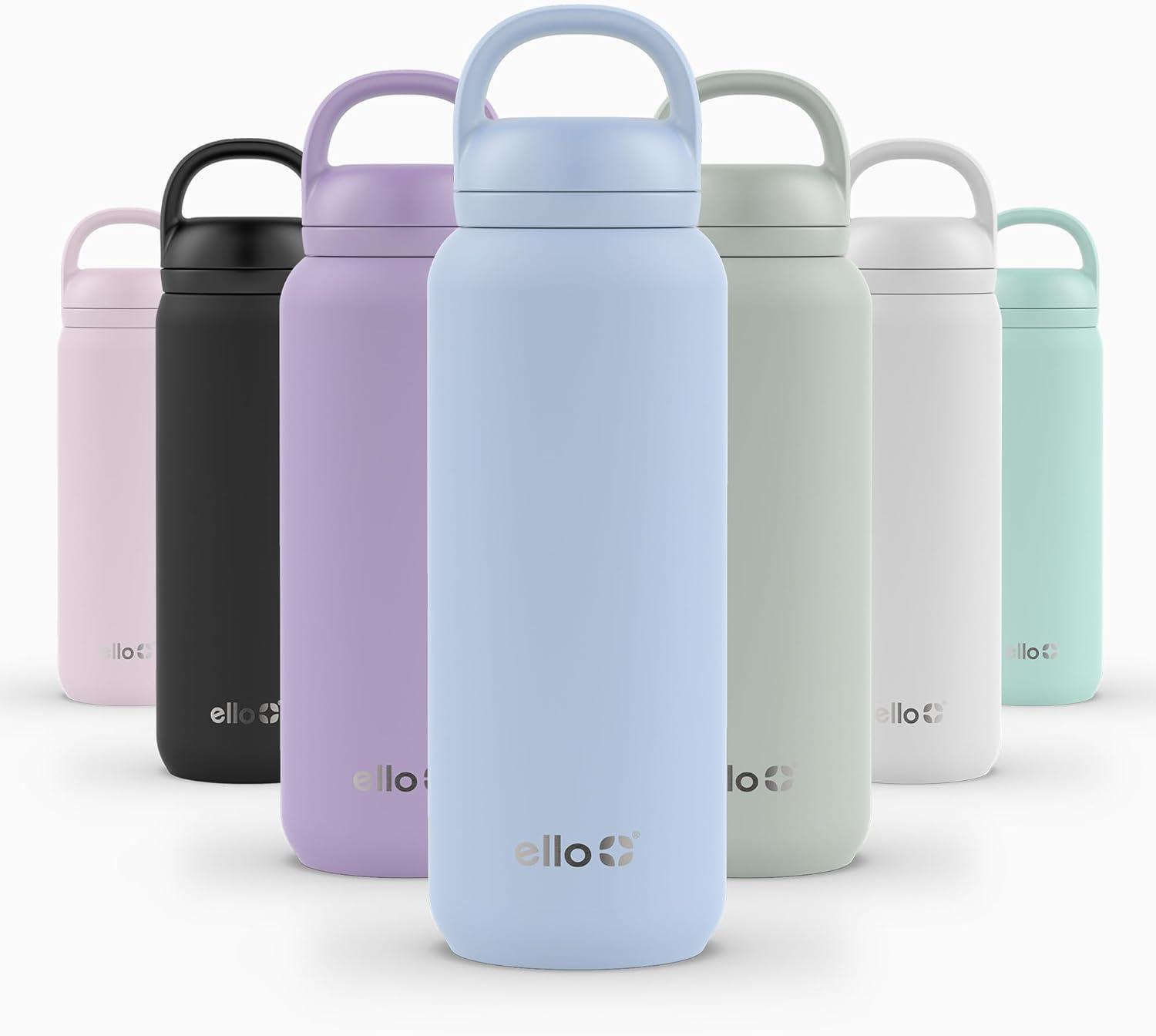 imageEllo Cooper 22oz Stainless Steel Water Bottle with Straw and Carry Handle Double Walled and Vacuum Insulated Metal Leak Proof Locking Lid with Soft Silicone Spout Reusable BPA Free AntiguaHalogen Blue