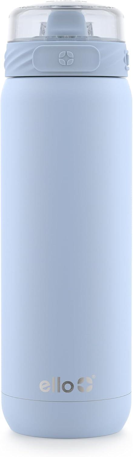 imageEllo Cooper 22oz Stainless Steel Water Bottle with Straw and Carry Handle Double Walled and Vacuum Insulated Metal Leak Proof Locking Lid with Soft Silicone Spout Reusable BPA Free AntiguaHalogen Blue