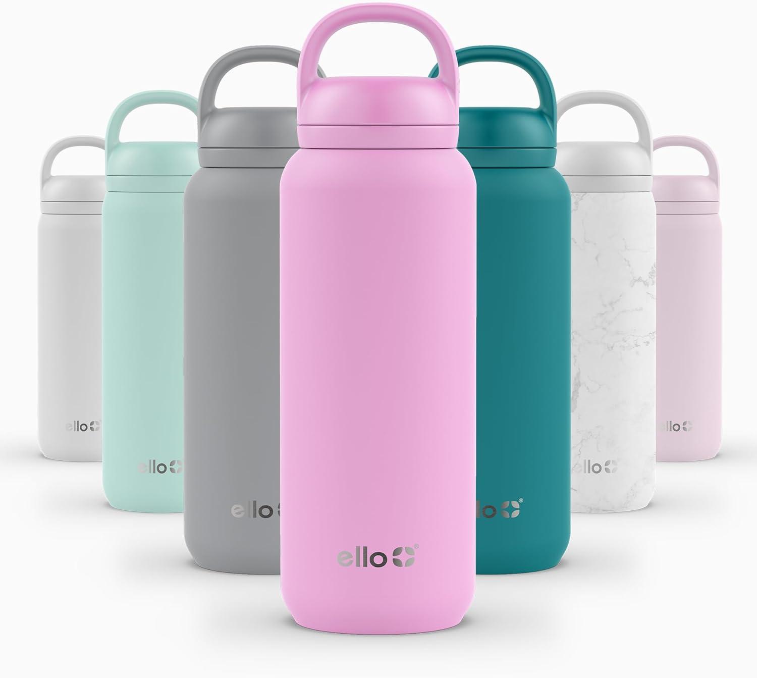 imageEllo Cooper 22oz Stainless Steel Water Bottle with Straw and Carry Handle Double Walled and Vacuum Insulated Metal Leak Proof Locking Lid with Soft Silicone Spout Reusable BPA Free AntiguaBubblegum