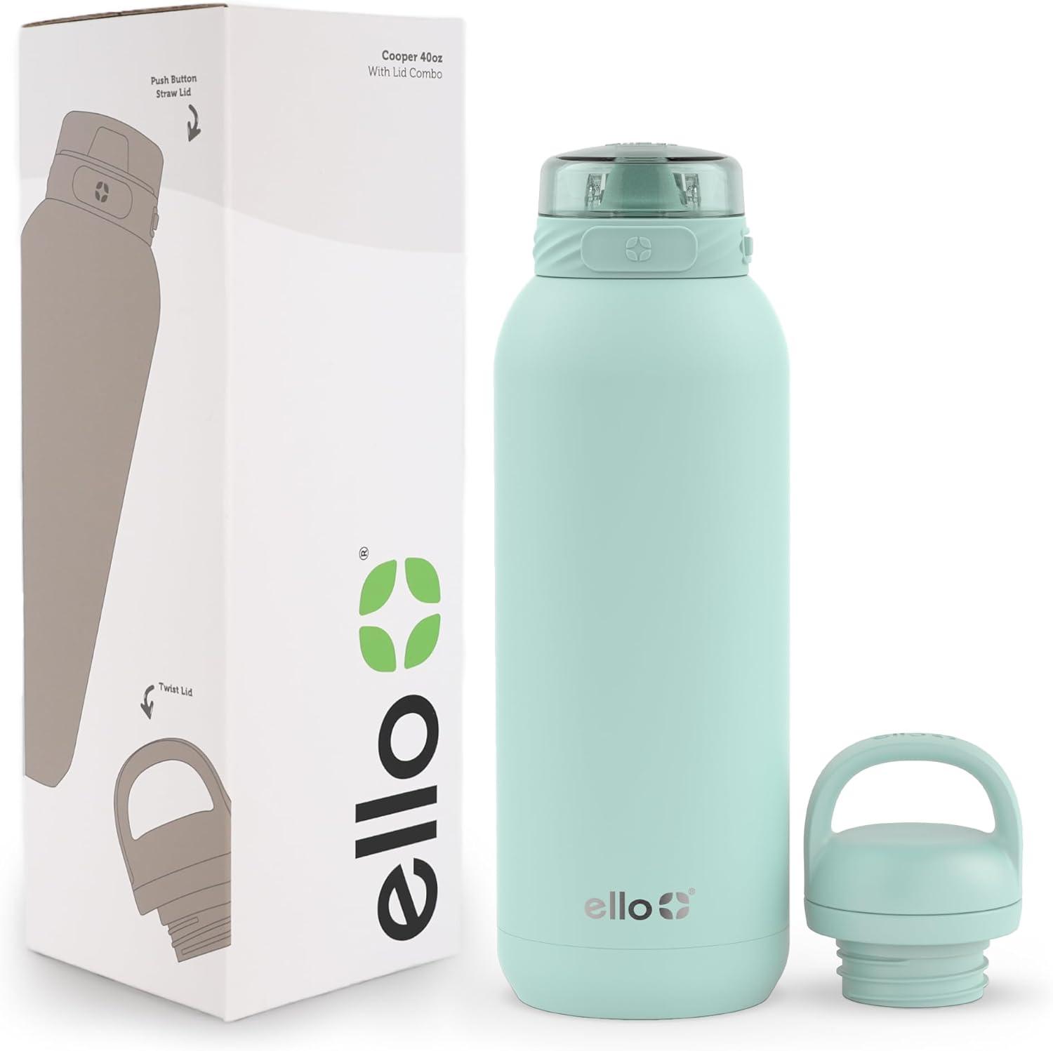 imageEllo Cooper 22oz Stainless Steel Water Bottle with Straw and Carry Handle Double Walled and Vacuum Insulated Metal Leak Proof Locking Lid with Soft Silicone Spout Reusable BPA Free AntiguaYucca