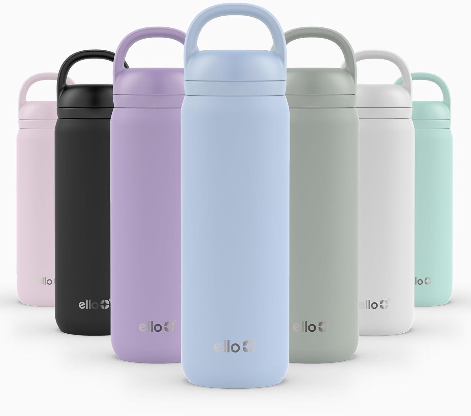 imageEllo Cooper 22oz Stainless Steel Water Bottle with Straw and Carry Handle Double Walled and Vacuum Insulated Metal Leak Proof Locking Lid with Soft Silicone Spout Reusable BPA Free AntiguaHalogen Blue