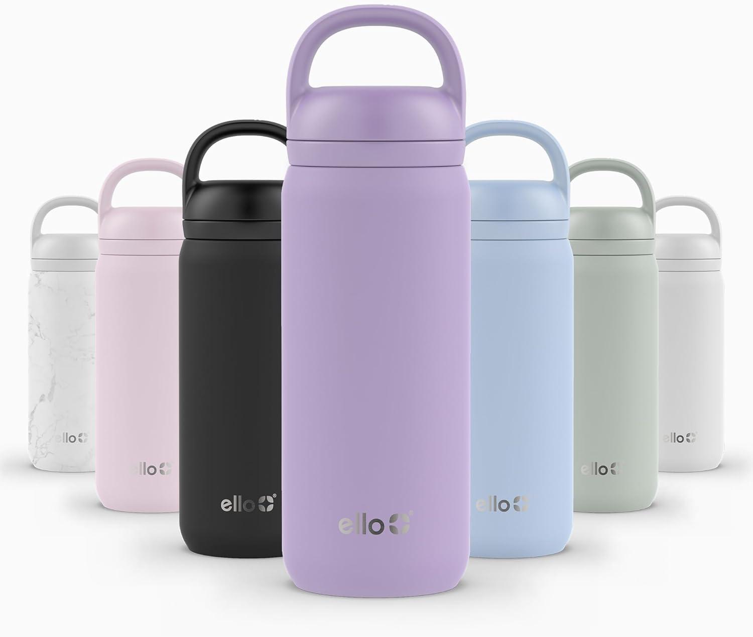 imageEllo Cooper 22oz Stainless Steel Water Bottle with Straw and Carry Handle Double Walled and Vacuum Insulated Metal Leak Proof Locking Lid with Soft Silicone Spout Reusable BPA Free AntiguaLilac