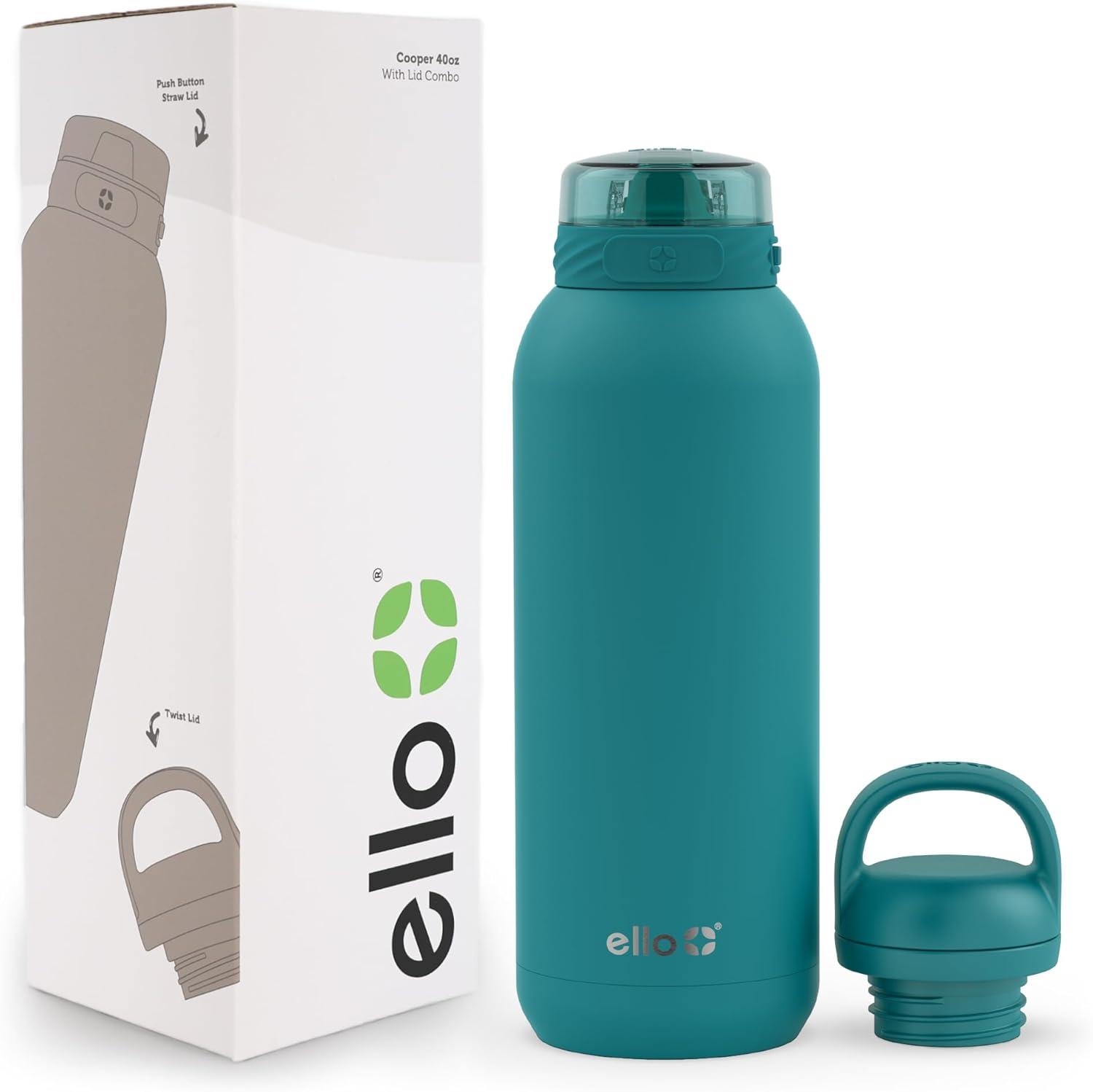 imageEllo Cooper 22oz Stainless Steel Water Bottle with Straw and Carry Handle Double Walled and Vacuum Insulated Metal Leak Proof Locking Lid with Soft Silicone Spout Reusable BPA Free AntiguaAntigua