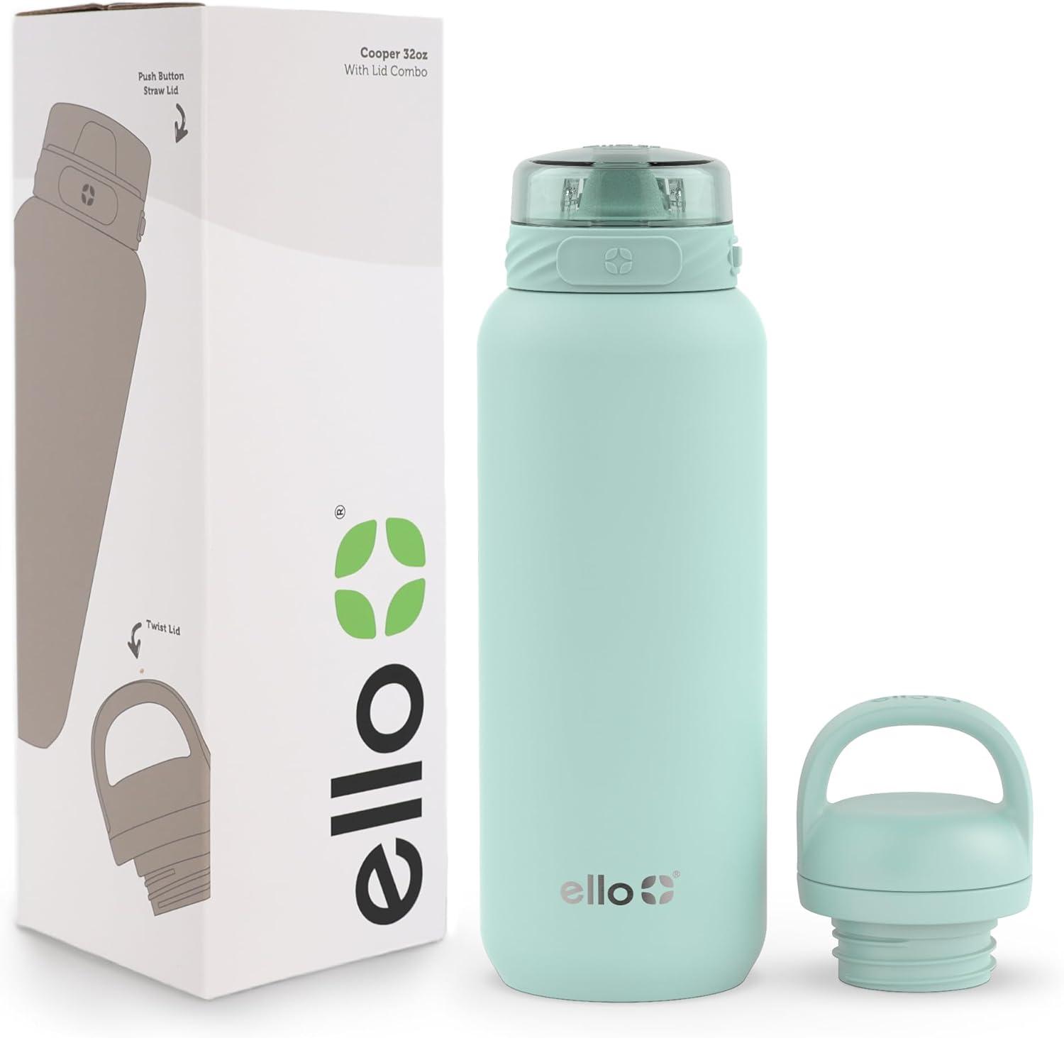 imageEllo Cooper 22oz Stainless Steel Water Bottle with Straw and Carry Handle Double Walled and Vacuum Insulated Metal Leak Proof Locking Lid with Soft Silicone Spout Reusable BPA Free AntiguaYucca