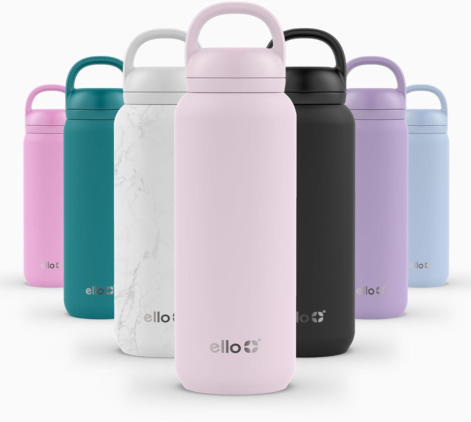 imageEllo Cooper 22oz Stainless Steel Water Bottle with Straw and Carry Handle Double Walled and Vacuum Insulated Metal Leak Proof Locking Lid with Soft Silicone Spout Reusable BPA Free AntiguaCashmere Pink
