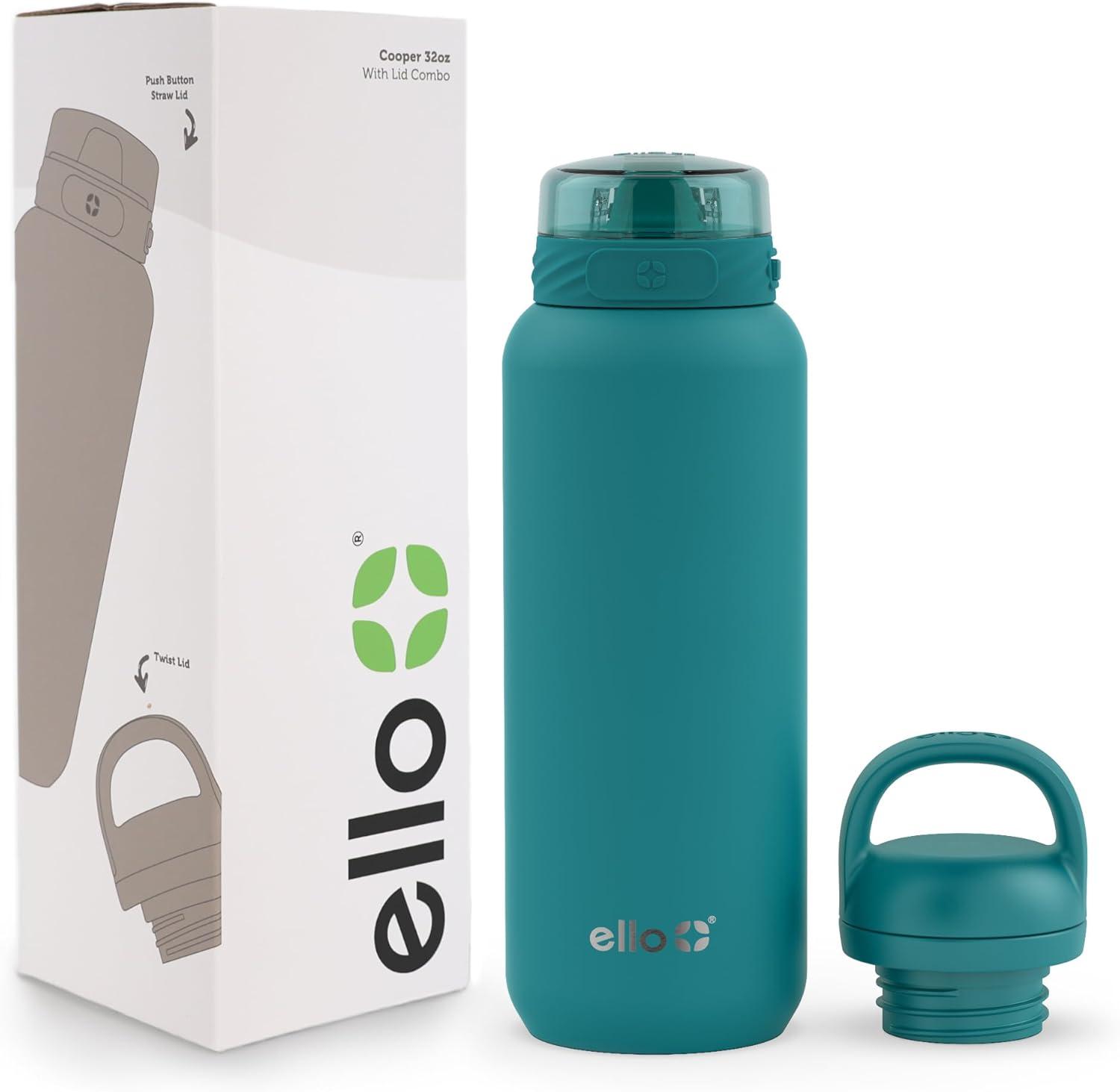 imageEllo Cooper 22oz Stainless Steel Water Bottle with Straw and Carry Handle Double Walled and Vacuum Insulated Metal Leak Proof Locking Lid with Soft Silicone Spout Reusable BPA Free AntiguaAntigua
