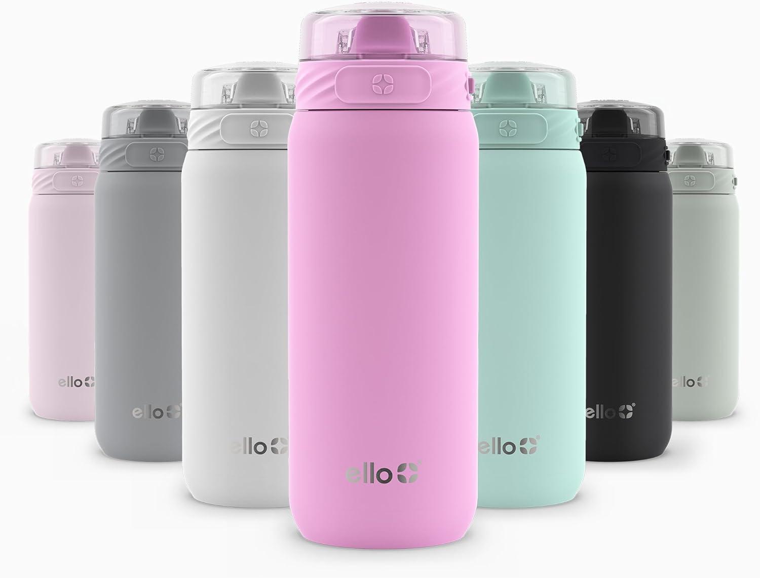 imageEllo Cooper 22oz Stainless Steel Water Bottle with Straw and Carry Handle Double Walled and Vacuum Insulated Metal Leak Proof Locking Lid with Soft Silicone Spout Reusable BPA Free AntiguaBubblegum