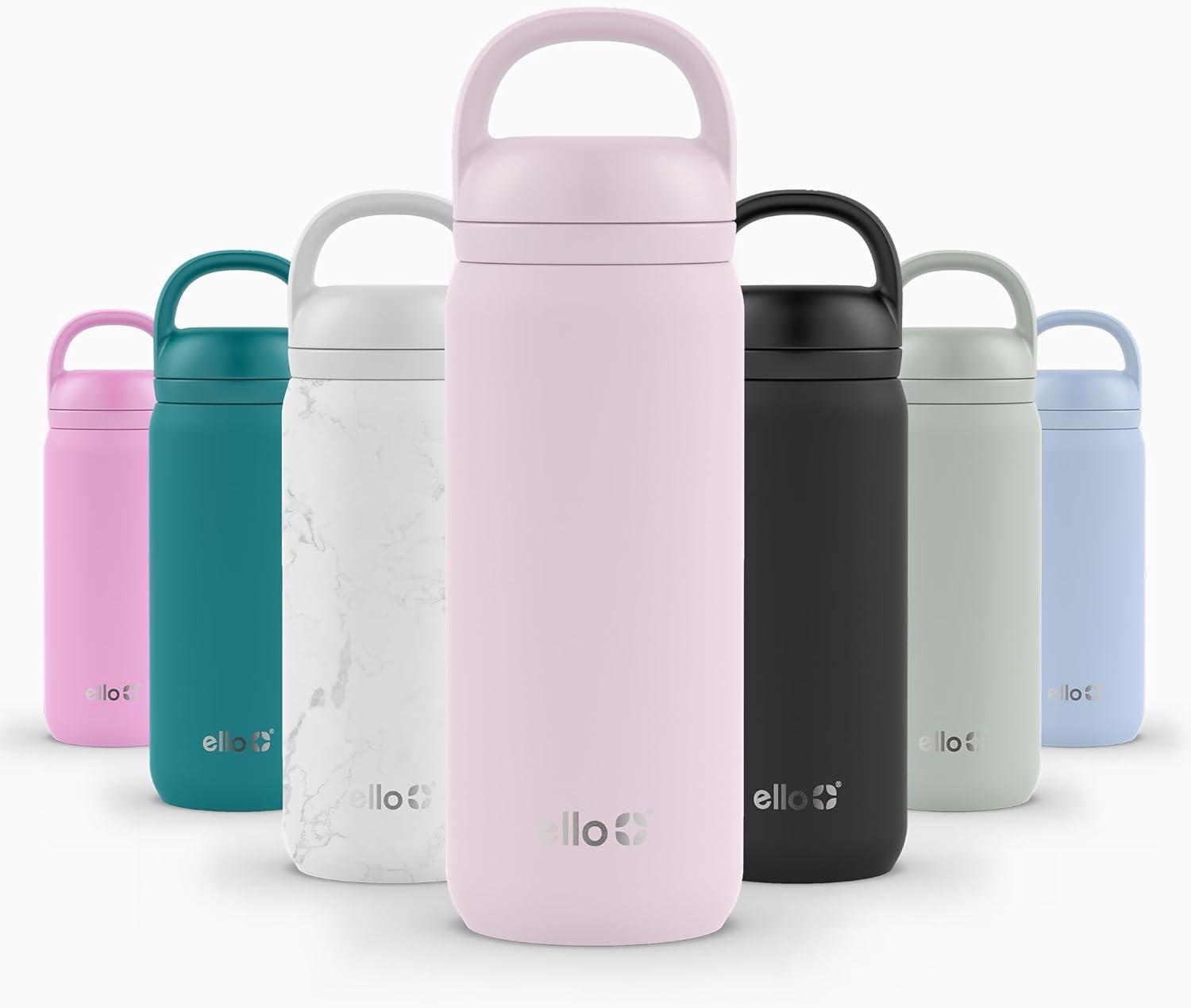 imageEllo Cooper 22oz Stainless Steel Water Bottle with Straw and Carry Handle Double Walled and Vacuum Insulated Metal Leak Proof Locking Lid with Soft Silicone Spout Reusable BPA Free AntiguaCashmere Pink