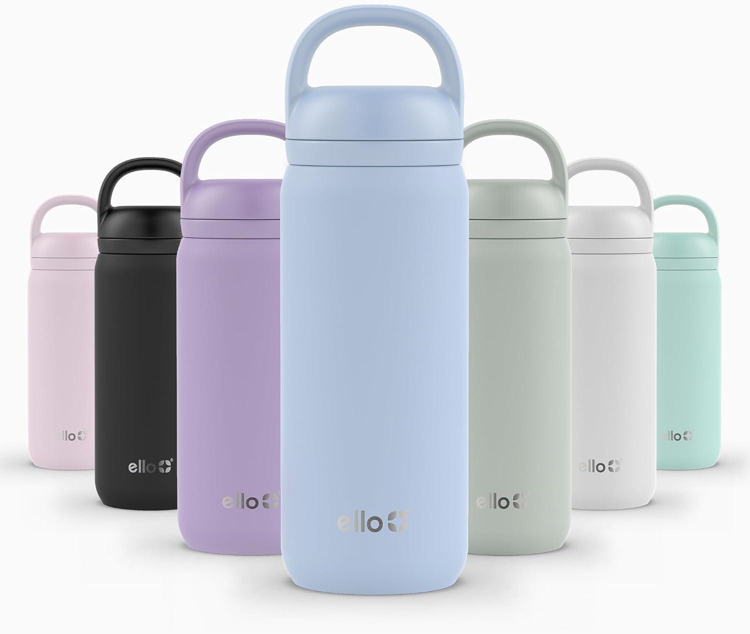 imageEllo Cooper 22oz Stainless Steel Water Bottle with Straw and Carry Handle Double Walled and Vacuum Insulated Metal Leak Proof Locking Lid with Soft Silicone Spout Reusable BPA Free AntiguaHalogen Blue