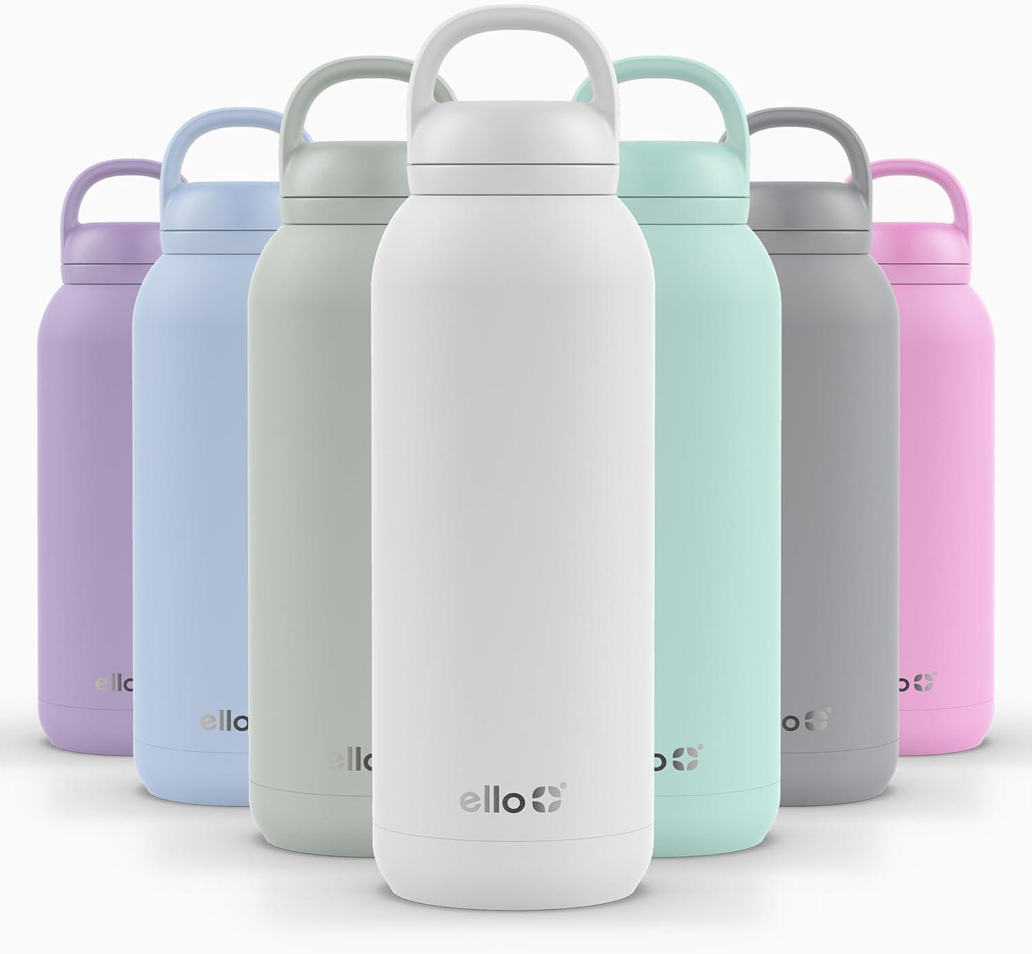 imageEllo Cooper 32oz Stainless Steel Water Bottle with Straw and Carry Handle Double Walled and Vacuum Insulated Metal Leak Proof Locking Lid with Soft Silicone Spout Reusbale BPA Free Halogen BlueWhite