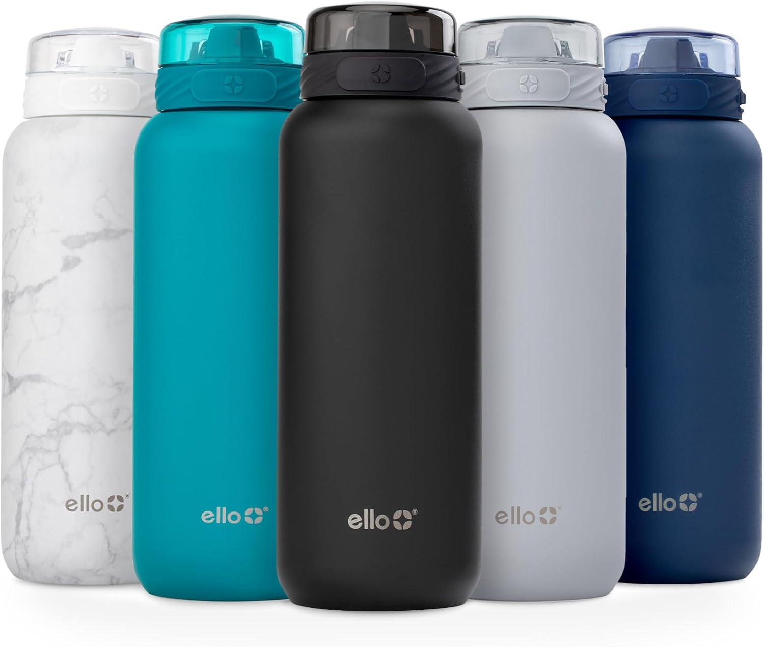 imageEllo Cooper 32oz Stainless Steel Water Bottle with Straw and Carry Handle Double Walled and Vacuum Insulated Metal Leak Proof Locking Lid with Soft Silicone Spout Reusbale BPA Free Halogen BlueBlack