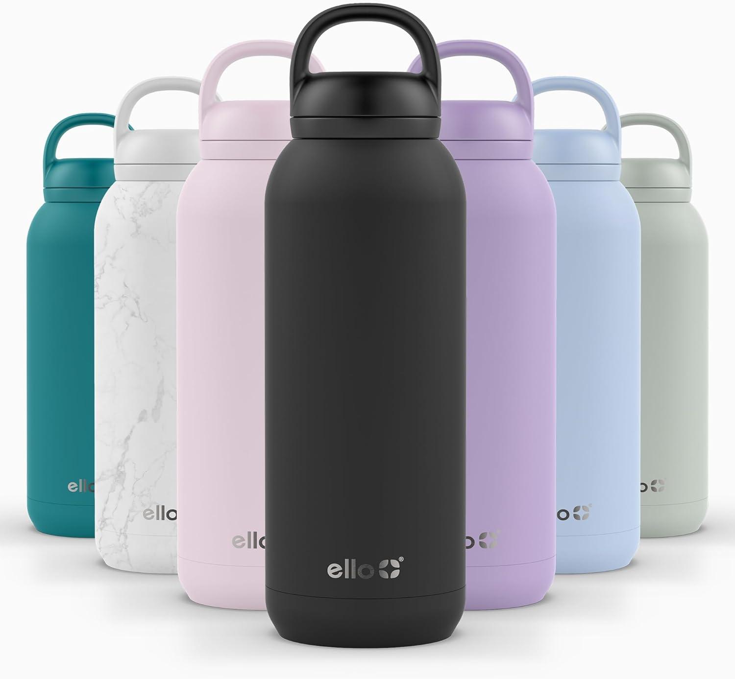 imageEllo Cooper 32oz Stainless Steel Water Bottle with Straw and Carry Handle Double Walled and Vacuum Insulated Metal Leak Proof Locking Lid with Soft Silicone Spout Reusbale BPA Free Halogen BlueBlack