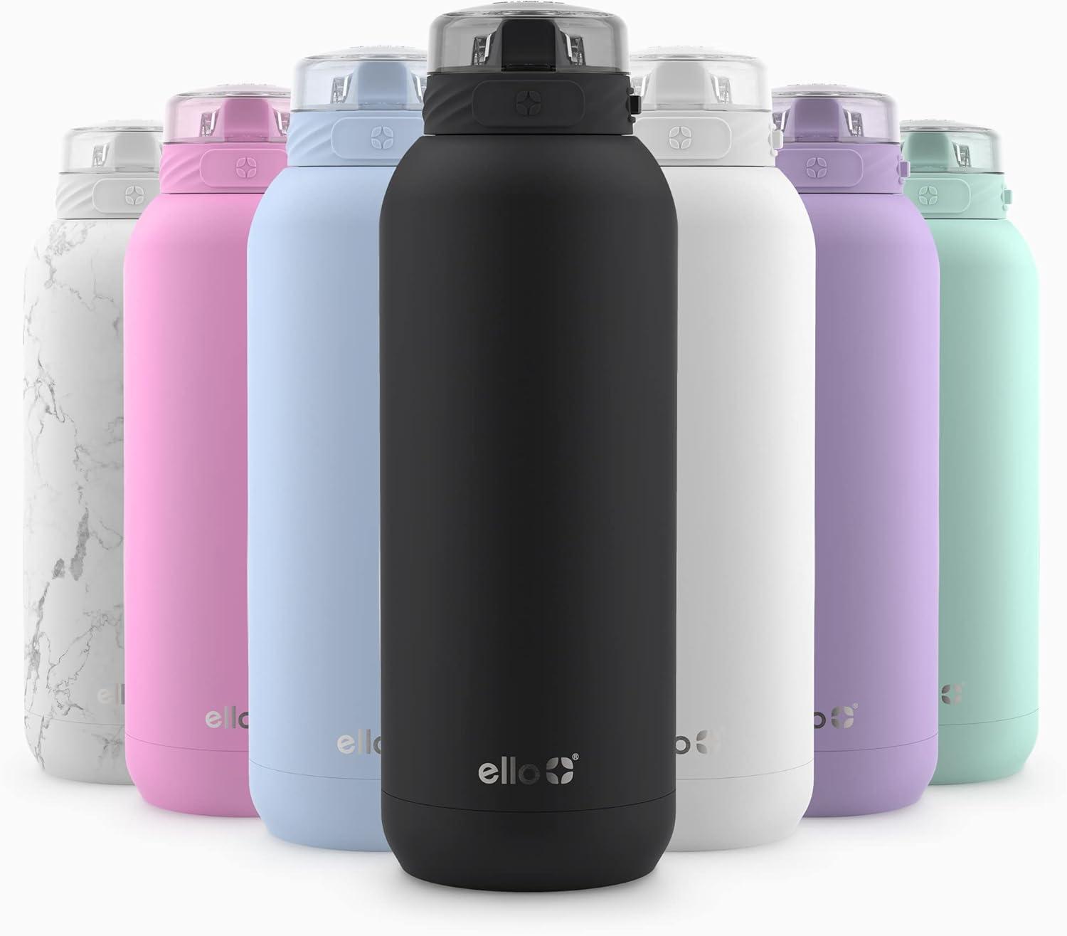 imageEllo Cooper 32oz Stainless Steel Water Bottle with Straw and Carry Handle Double Walled and Vacuum Insulated Metal Leak Proof Locking Lid with Soft Silicone Spout Reusbale BPA Free Halogen BlueBlack
