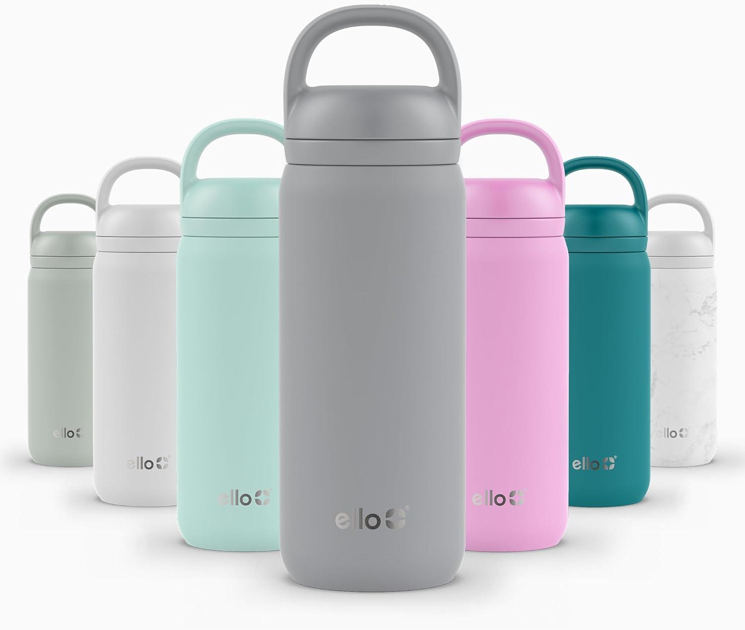 imageEllo Cooper 32oz Stainless Steel Water Bottle with Straw and Carry Handle Double Walled and Vacuum Insulated Metal Leak Proof Locking Lid with Soft Silicone Spout Reusbale BPA Free Halogen BlueGray
