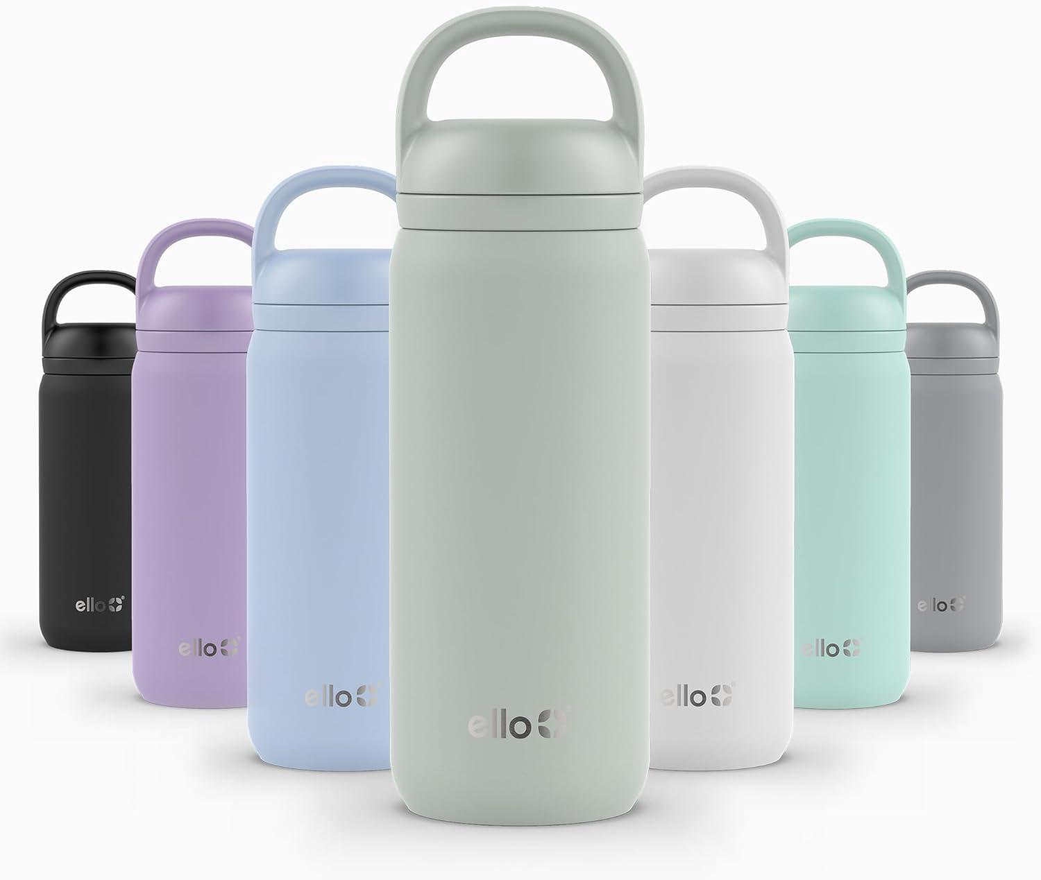 imageEllo Cooper 32oz Stainless Steel Water Bottle with Straw and Carry Handle Double Walled and Vacuum Insulated Metal Leak Proof Locking Lid with Soft Silicone Spout Reusbale BPA Free Halogen BlueSage