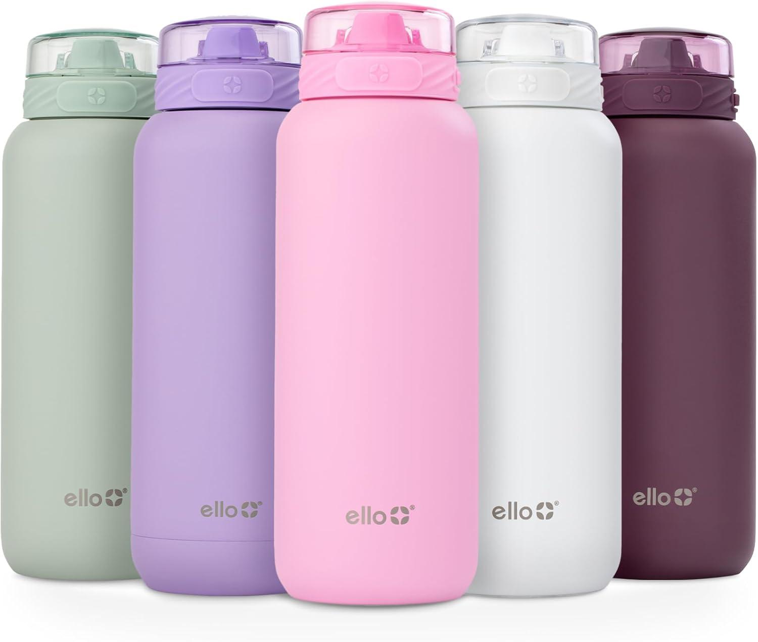 imageEllo Cooper 32oz Stainless Steel Water Bottle with Straw and Carry Handle Double Walled and Vacuum Insulated Metal Leak Proof Locking Lid with Soft Silicone Spout Reusbale BPA Free Halogen BlueBubblegum