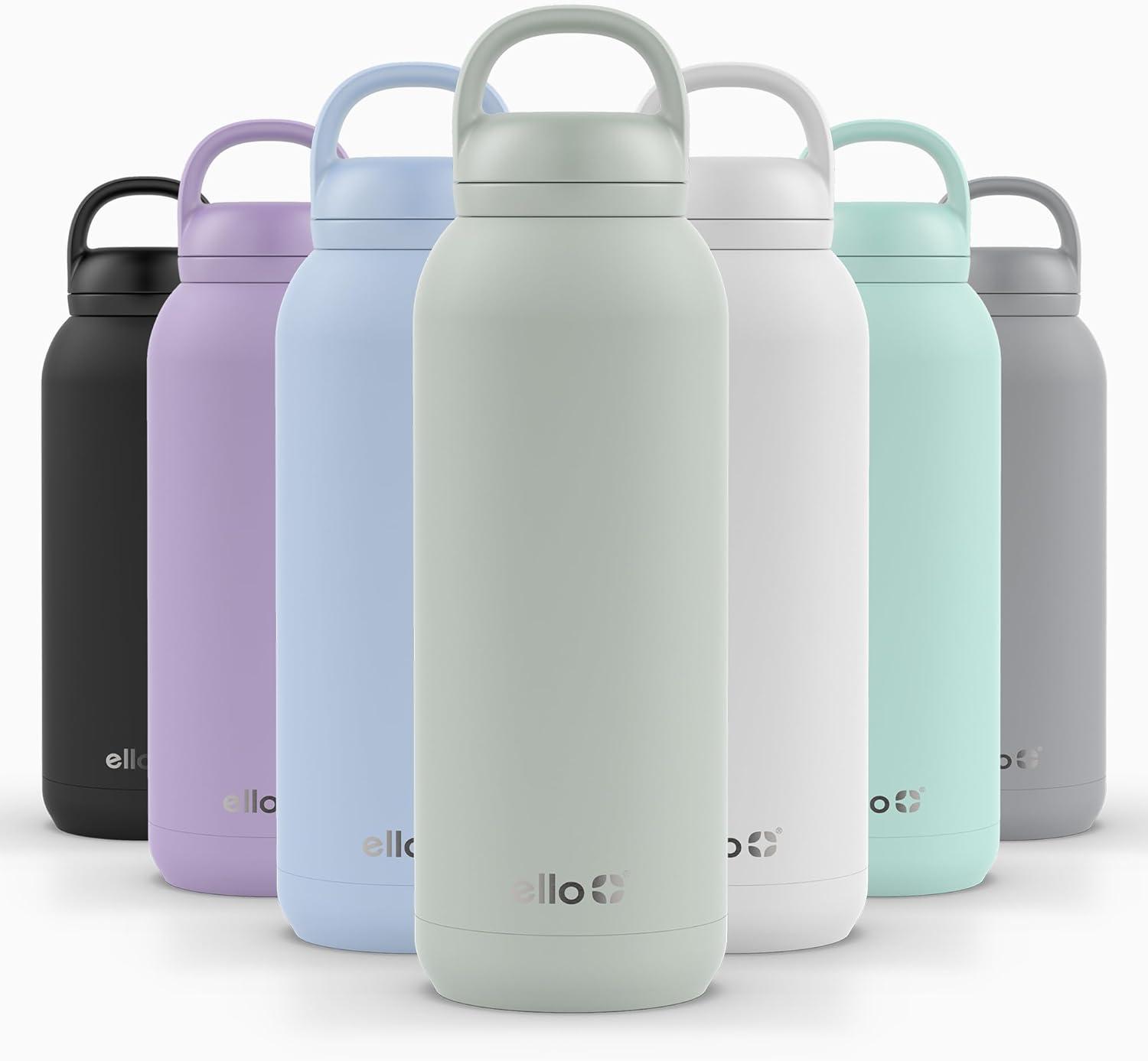 imageEllo Cooper 32oz Stainless Steel Water Bottle with Straw and Carry Handle Double Walled and Vacuum Insulated Metal Leak Proof Locking Lid with Soft Silicone Spout Reusbale BPA Free Halogen BlueSage