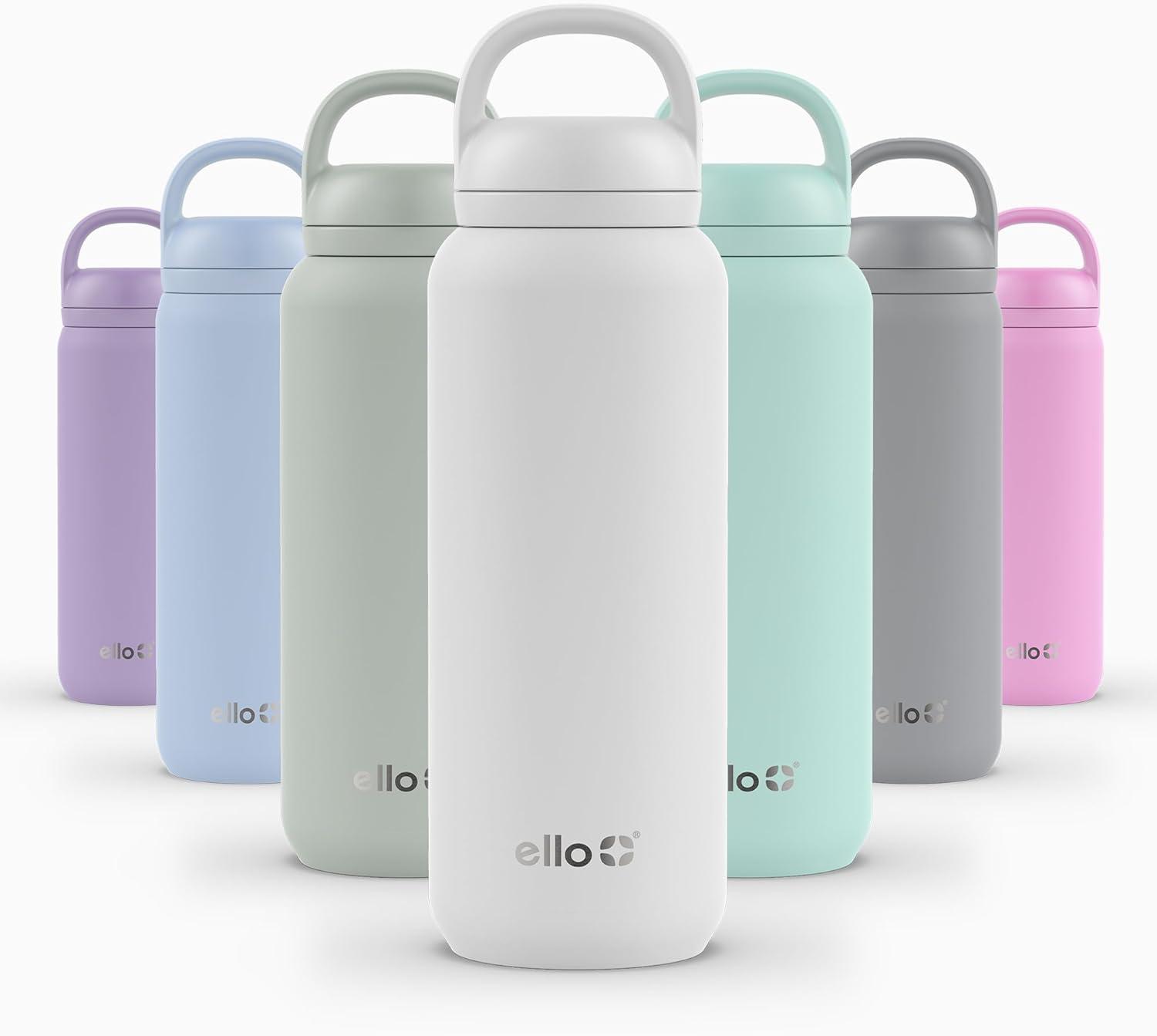 imageEllo Cooper 32oz Stainless Steel Water Bottle with Straw and Carry Handle Double Walled and Vacuum Insulated Metal Leak Proof Locking Lid with Soft Silicone Spout Reusbale BPA Free Halogen BlueWhite