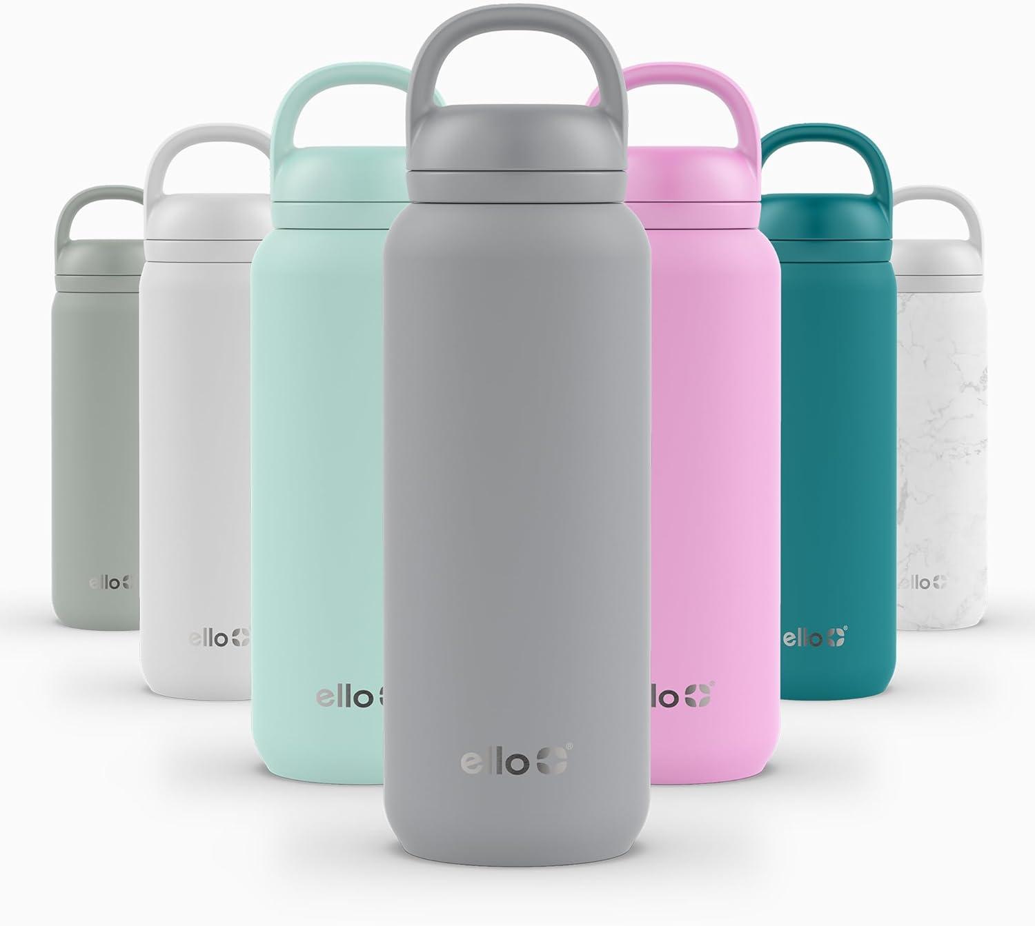 imageEllo Cooper 32oz Stainless Steel Water Bottle with Straw and Carry Handle Double Walled and Vacuum Insulated Metal Leak Proof Locking Lid with Soft Silicone Spout Reusbale BPA Free Halogen BlueGray