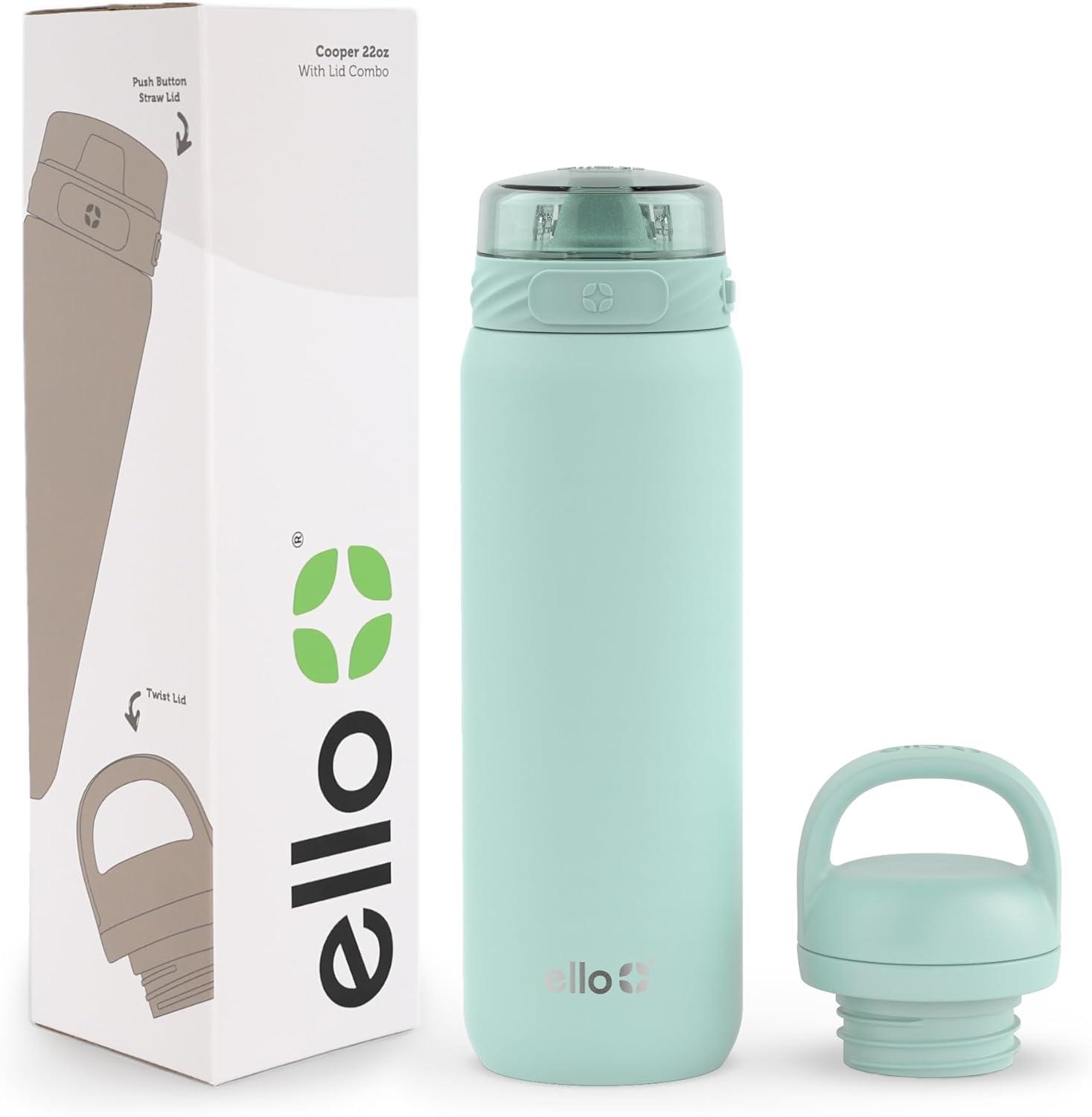 imageEllo Cooper 32oz Stainless Steel Water Bottle with Straw and Carry Handle Double Walled and Vacuum Insulated Metal Leak Proof Locking Lid with Soft Silicone Spout Reusbale BPA Free Halogen BlueYucca