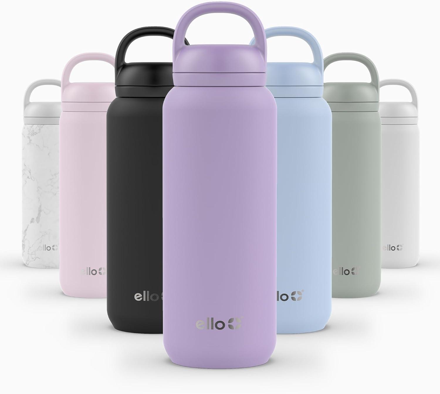 imageEllo Cooper 32oz Stainless Steel Water Bottle with Straw and Carry Handle Double Walled and Vacuum Insulated Metal Leak Proof Locking Lid with Soft Silicone Spout Reusbale BPA Free Halogen BlueLilac