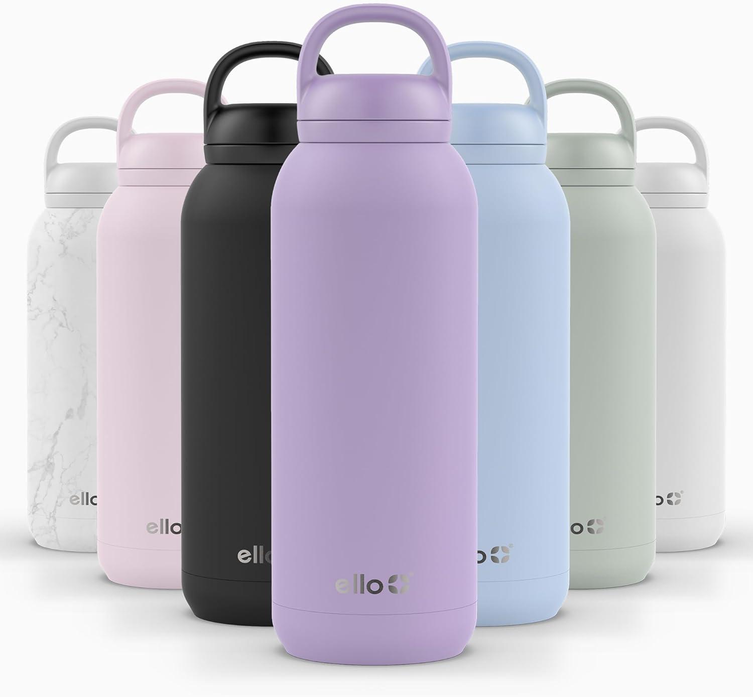 imageEllo Cooper 32oz Stainless Steel Water Bottle with Straw and Carry Handle Double Walled and Vacuum Insulated Metal Leak Proof Locking Lid with Soft Silicone Spout Reusbale BPA Free Halogen BlueLilac