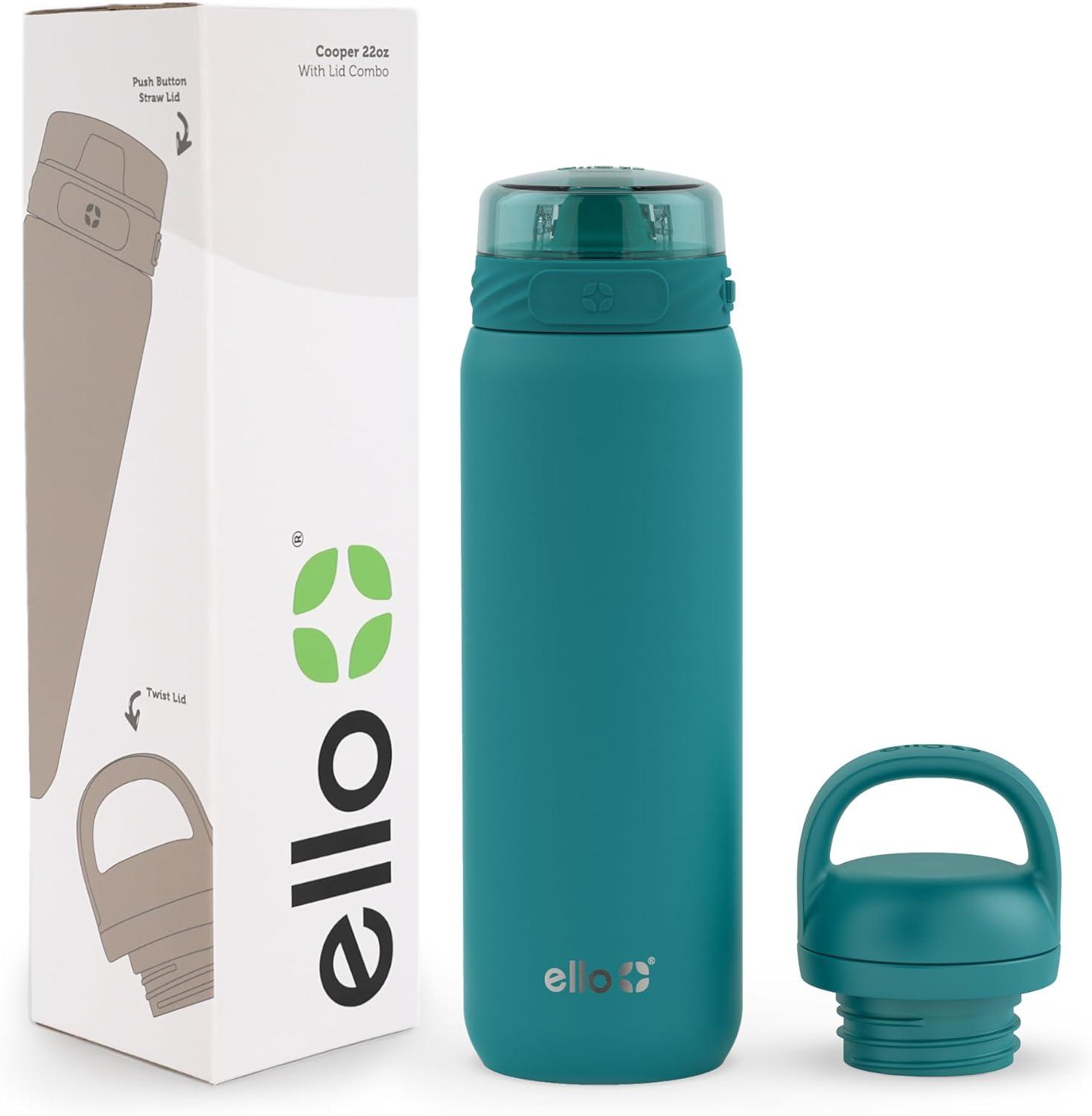 imageEllo Cooper 32oz Stainless Steel Water Bottle with Straw and Carry Handle Double Walled and Vacuum Insulated Metal Leak Proof Locking Lid with Soft Silicone Spout Reusbale BPA Free Halogen BlueAntigua