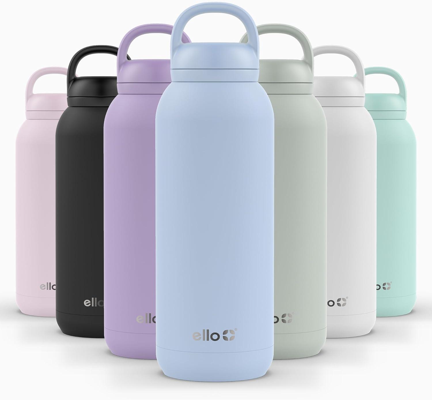 imageEllo Cooper 32oz Stainless Steel Water Bottle with Straw and Carry Handle Double Walled and Vacuum Insulated Metal Leak Proof Locking Lid with Soft Silicone Spout Reusbale BPA Free Halogen BlueHalogen Blue