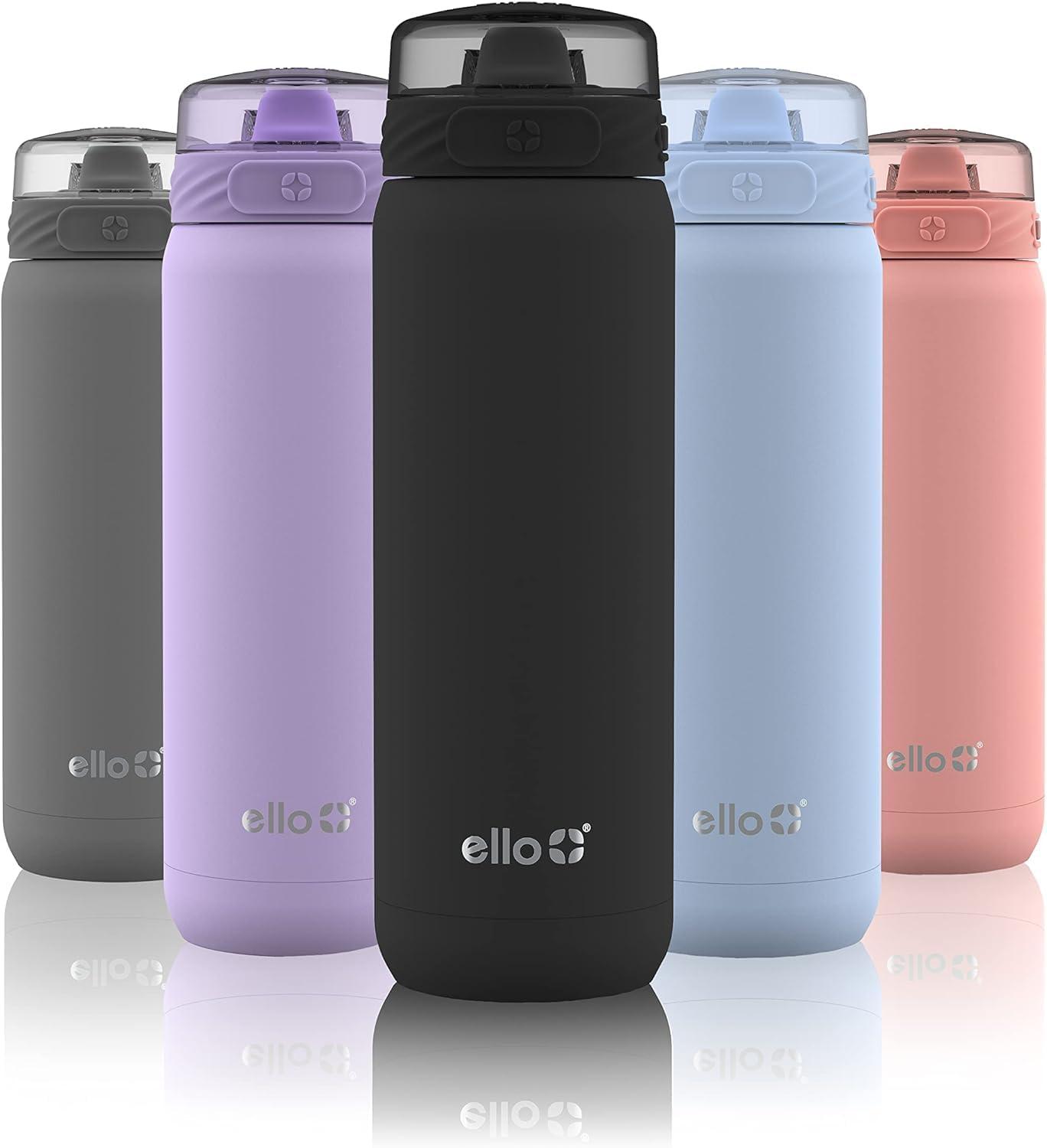 imageEllo Cooper 32oz Stainless Steel Water Bottle with Straw and Carry Handle Double Walled and Vacuum Insulated Metal Leak Proof Locking Lid with Soft Silicone Spout Reusbale BPA Free Halogen BlueBlack