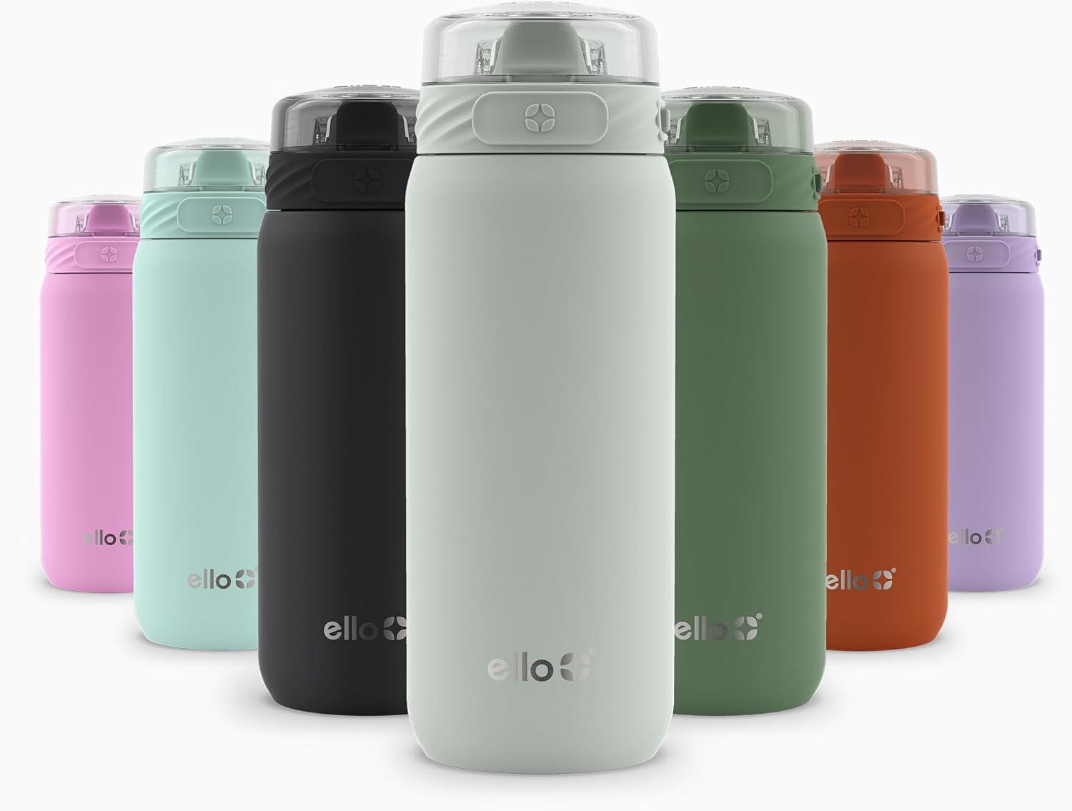 imageEllo Cooper 32oz Stainless Steel Water Bottle with Straw and Carry Handle Double Walled and Vacuum Insulated Metal Leak Proof Locking Lid with Soft Silicone Spout Reusbale BPA Free Halogen BlueSage