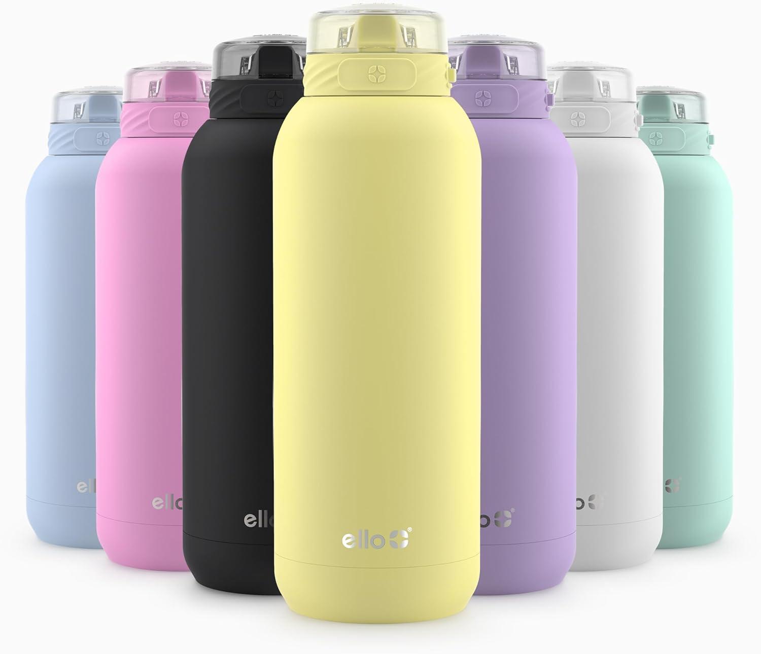 imageEllo Cooper 32oz Stainless Steel Water Bottle with Straw and Carry Handle Double Walled and Vacuum Insulated Metal Leak Proof Locking Lid with Soft Silicone Spout Reusbale BPA Free Halogen BlueLemonade