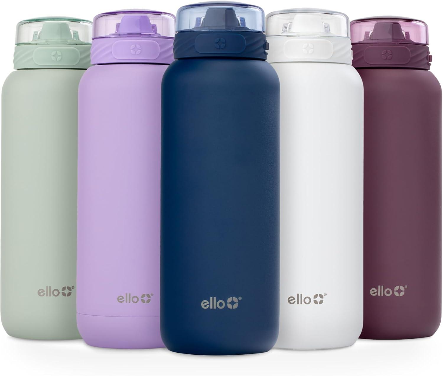 imageEllo Cooper 32oz Stainless Steel Water Bottle with Straw and Carry Handle Double Walled and Vacuum Insulated Metal Leak Proof Locking Lid with Soft Silicone Spout Reusbale BPA Free Halogen BlueWinter Solstice
