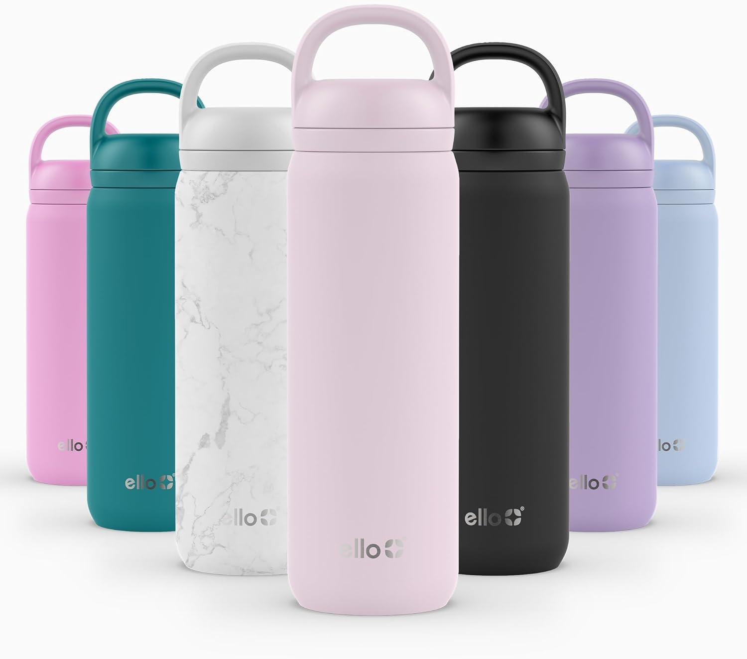 imageEllo Cooper 32oz Stainless Steel Water Bottle with Straw and Carry Handle Double Walled and Vacuum Insulated Metal Leak Proof Locking Lid with Soft Silicone Spout Reusbale BPA Free Halogen BlueCashmere Pink