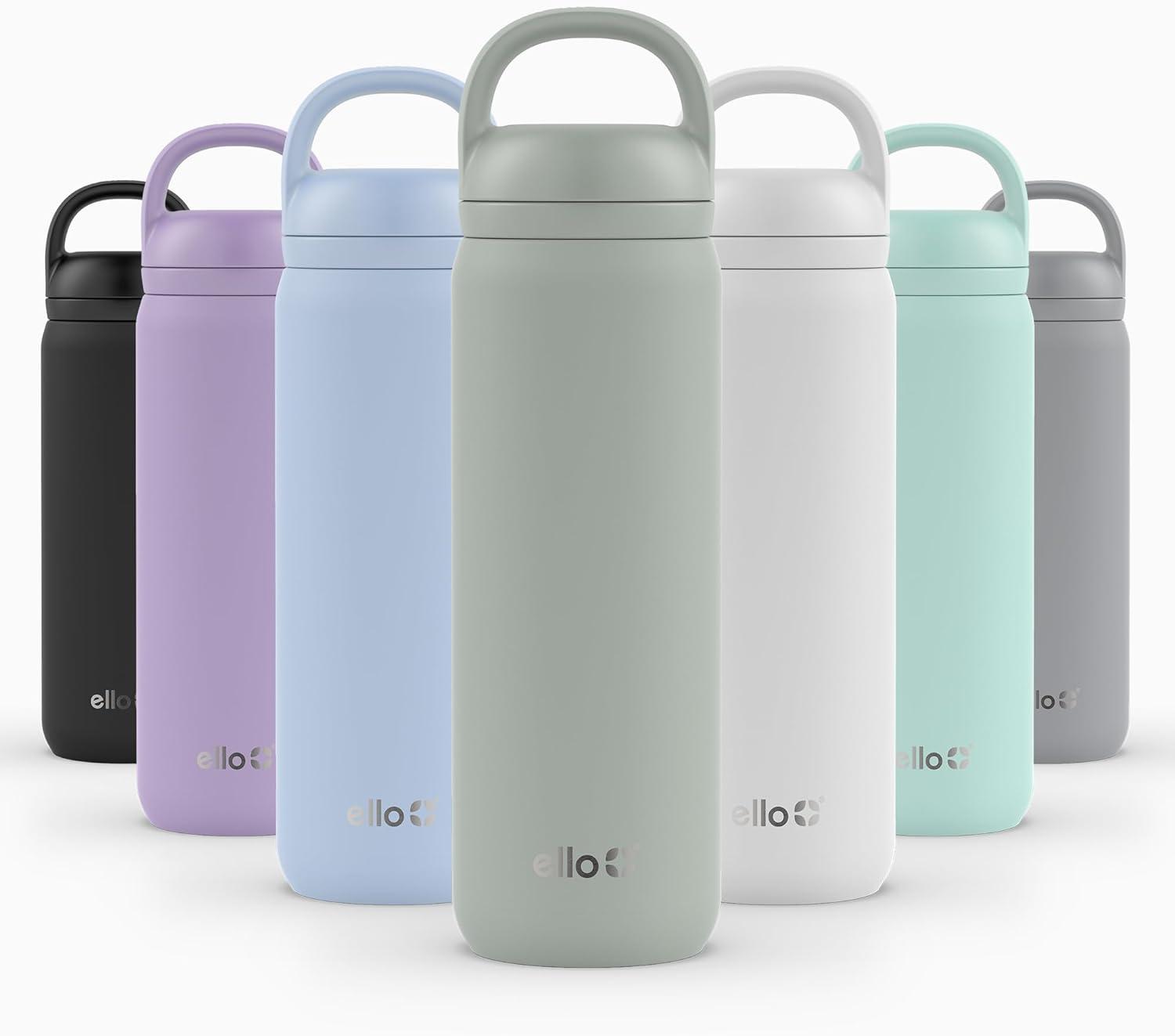 imageEllo Cooper 32oz Stainless Steel Water Bottle with Straw and Carry Handle Double Walled and Vacuum Insulated Metal Leak Proof Locking Lid with Soft Silicone Spout Reusbale BPA Free Halogen BlueSage