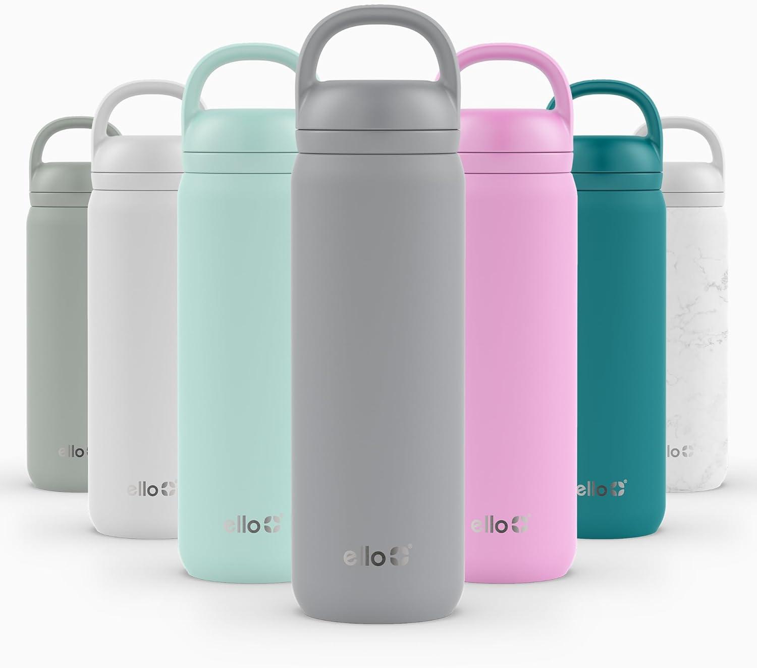 imageEllo Cooper 32oz Stainless Steel Water Bottle with Straw and Carry Handle Double Walled and Vacuum Insulated Metal Leak Proof Locking Lid with Soft Silicone Spout Reusbale BPA Free Halogen BlueGray