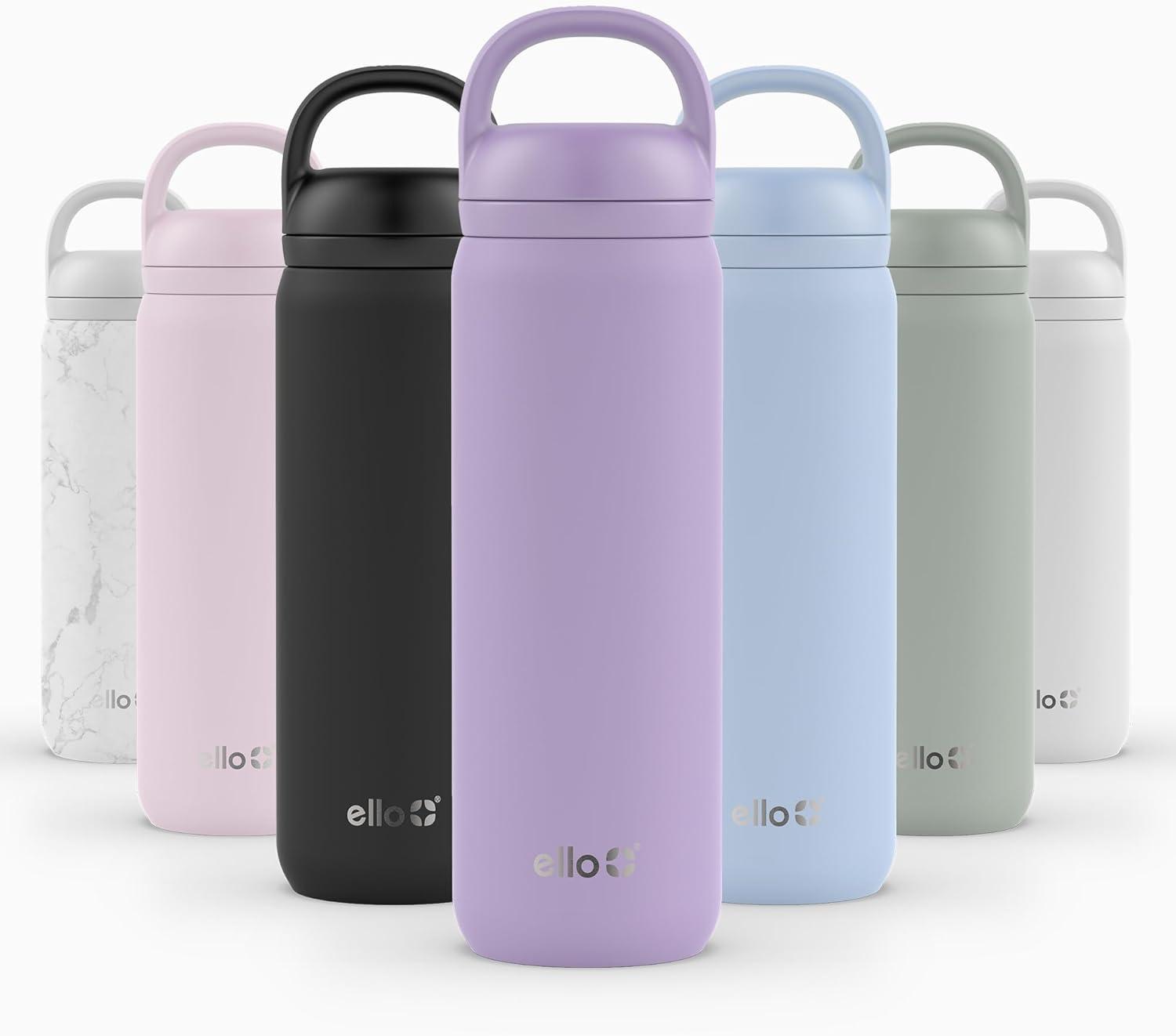 imageEllo Cooper 32oz Stainless Steel Water Bottle with Straw and Carry Handle Double Walled and Vacuum Insulated Metal Leak Proof Locking Lid with Soft Silicone Spout Reusbale BPA Free Halogen BlueLilac