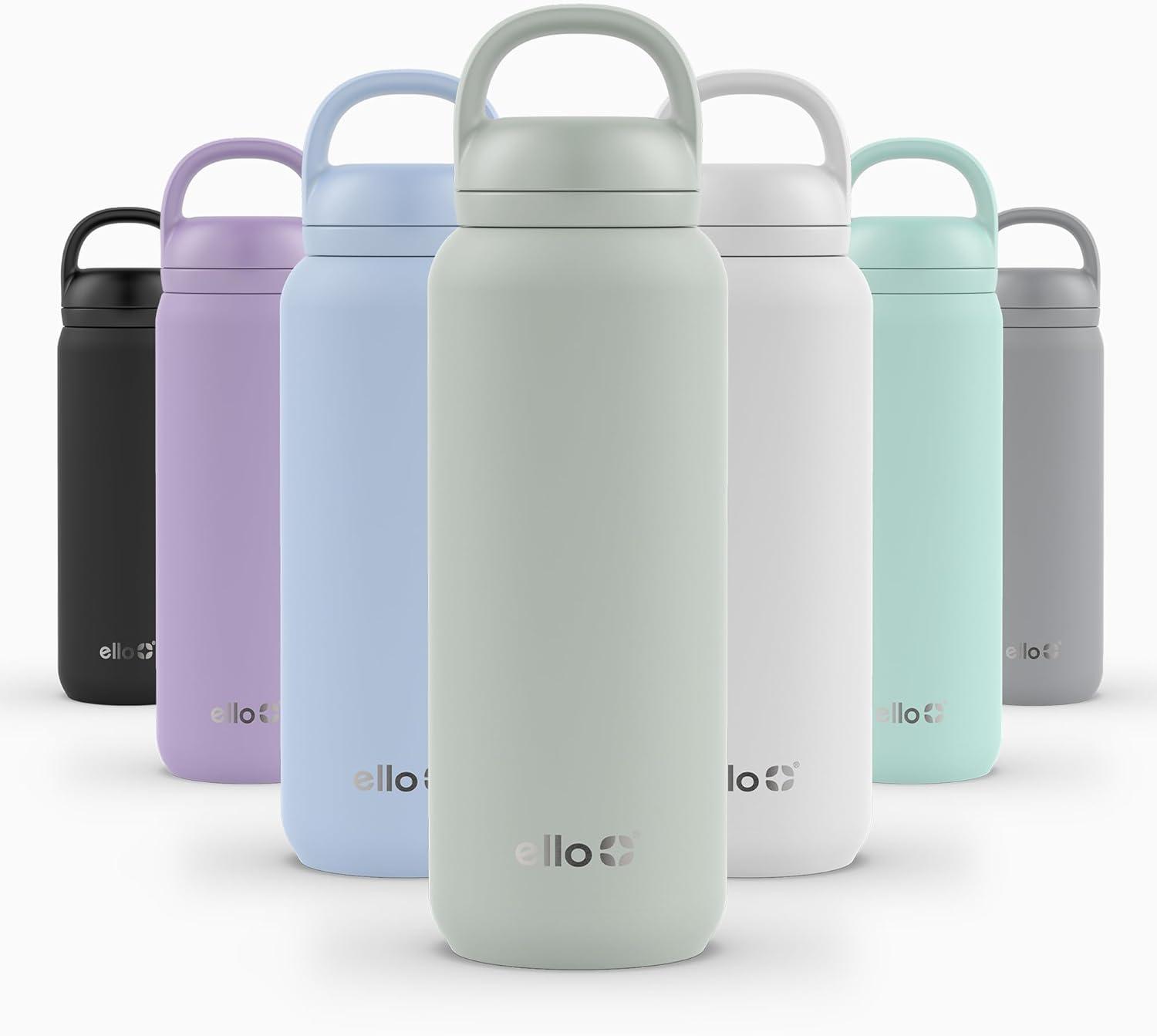 imageEllo Cooper 32oz Stainless Steel Water Bottle with Straw and Carry Handle Double Walled and Vacuum Insulated Metal Leak Proof Locking Lid with Soft Silicone Spout Reusbale BPA Free Halogen BlueSage
