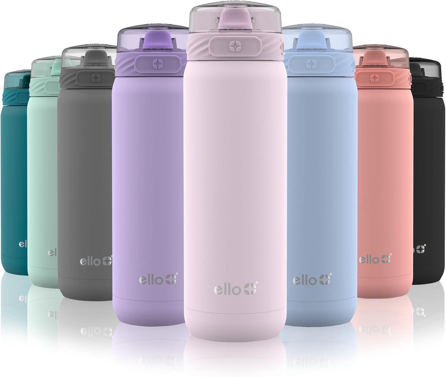 imageEllo Cooper 32oz Stainless Steel Water Bottle with Straw and Carry Handle Double Walled and Vacuum Insulated Metal Leak Proof Locking Lid with Soft Silicone Spout Reusbale BPA Free Halogen BlueCashmere Pink