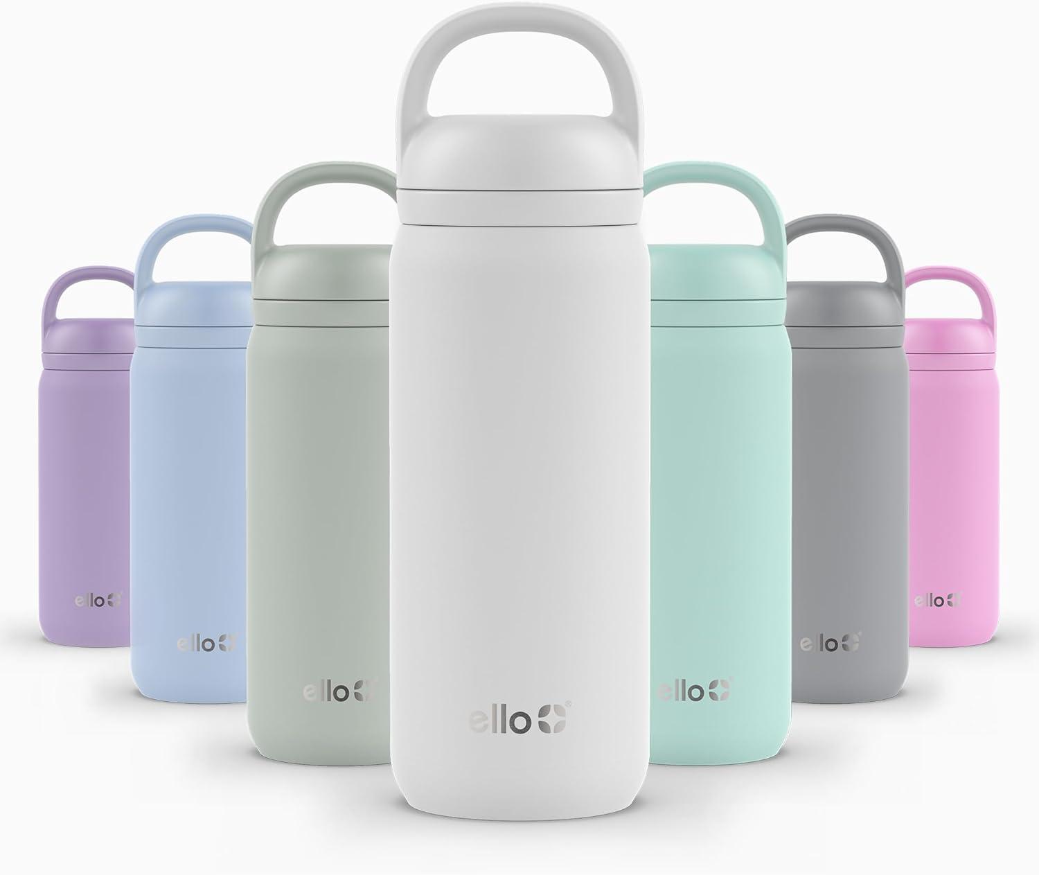 imageEllo Cooper 32oz Stainless Steel Water Bottle with Straw and Carry Handle Double Walled and Vacuum Insulated Metal Leak Proof Locking Lid with Soft Silicone Spout Reusbale BPA Free Halogen BlueWhite