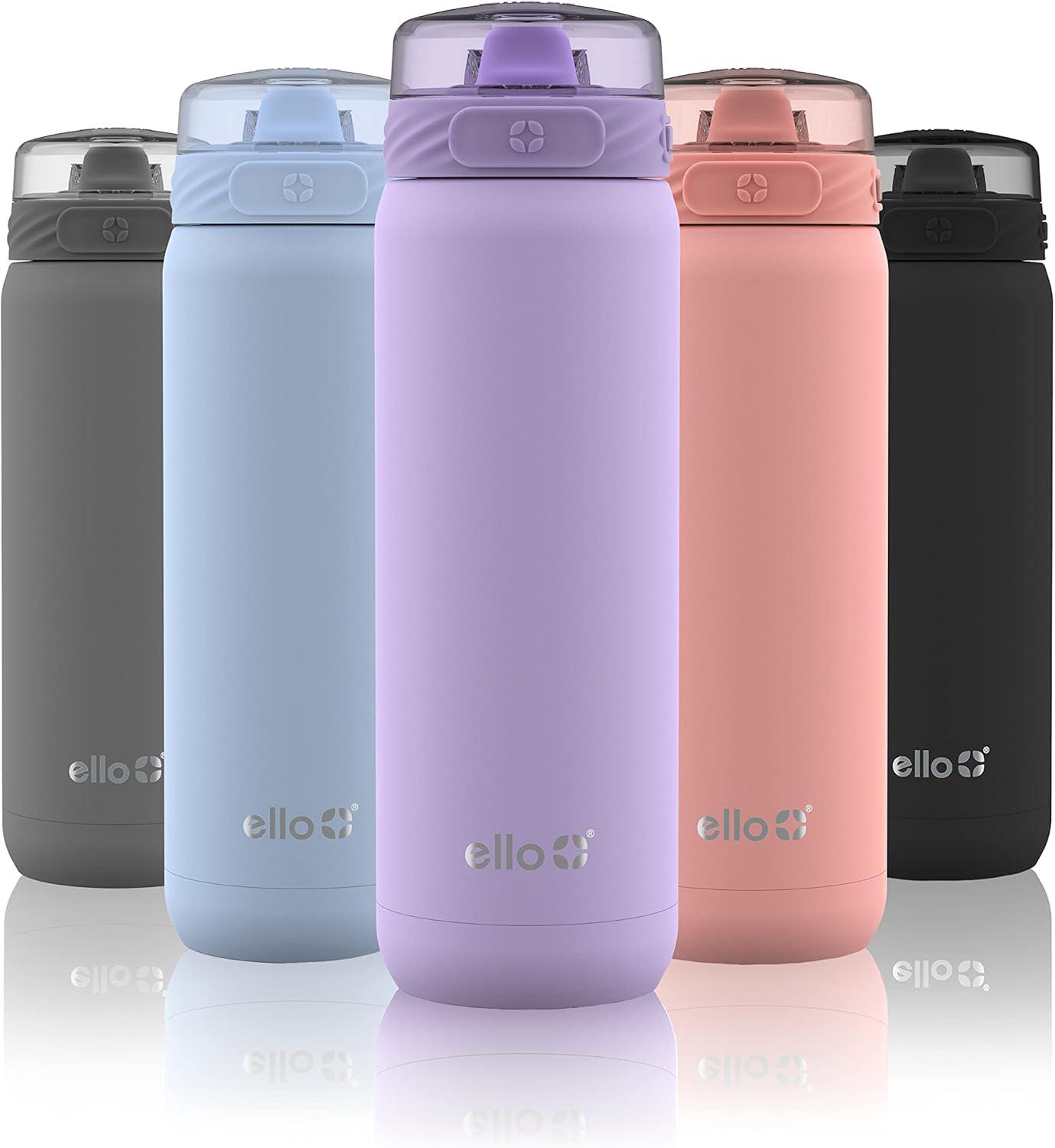 imageEllo Cooper 32oz Stainless Steel Water Bottle with Straw and Carry Handle Double Walled and Vacuum Insulated Metal Leak Proof Locking Lid with Soft Silicone Spout Reusbale BPA Free Halogen BlueLilac