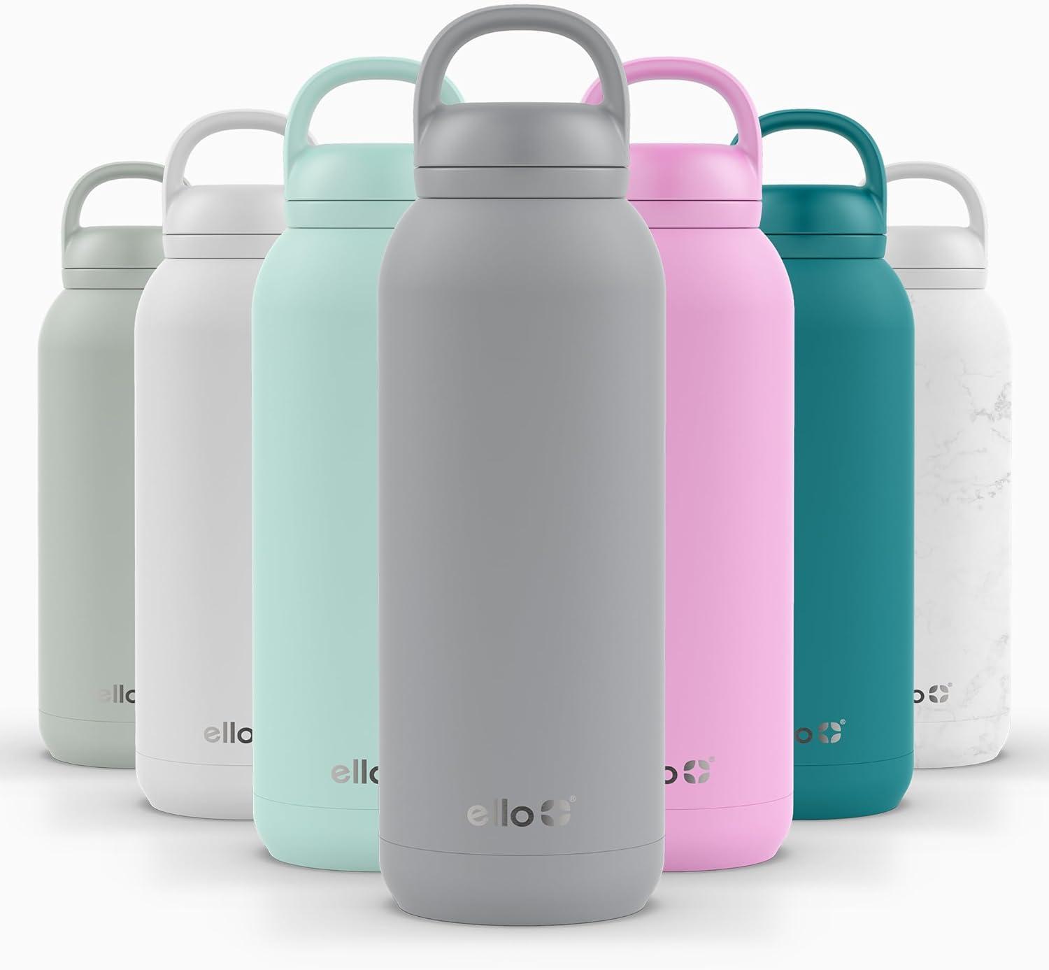 imageEllo Cooper 32oz Stainless Steel Water Bottle with Straw and Carry Handle Double Walled and Vacuum Insulated Metal Leak Proof Locking Lid with Soft Silicone Spout Reusbale BPA Free Halogen BlueGray